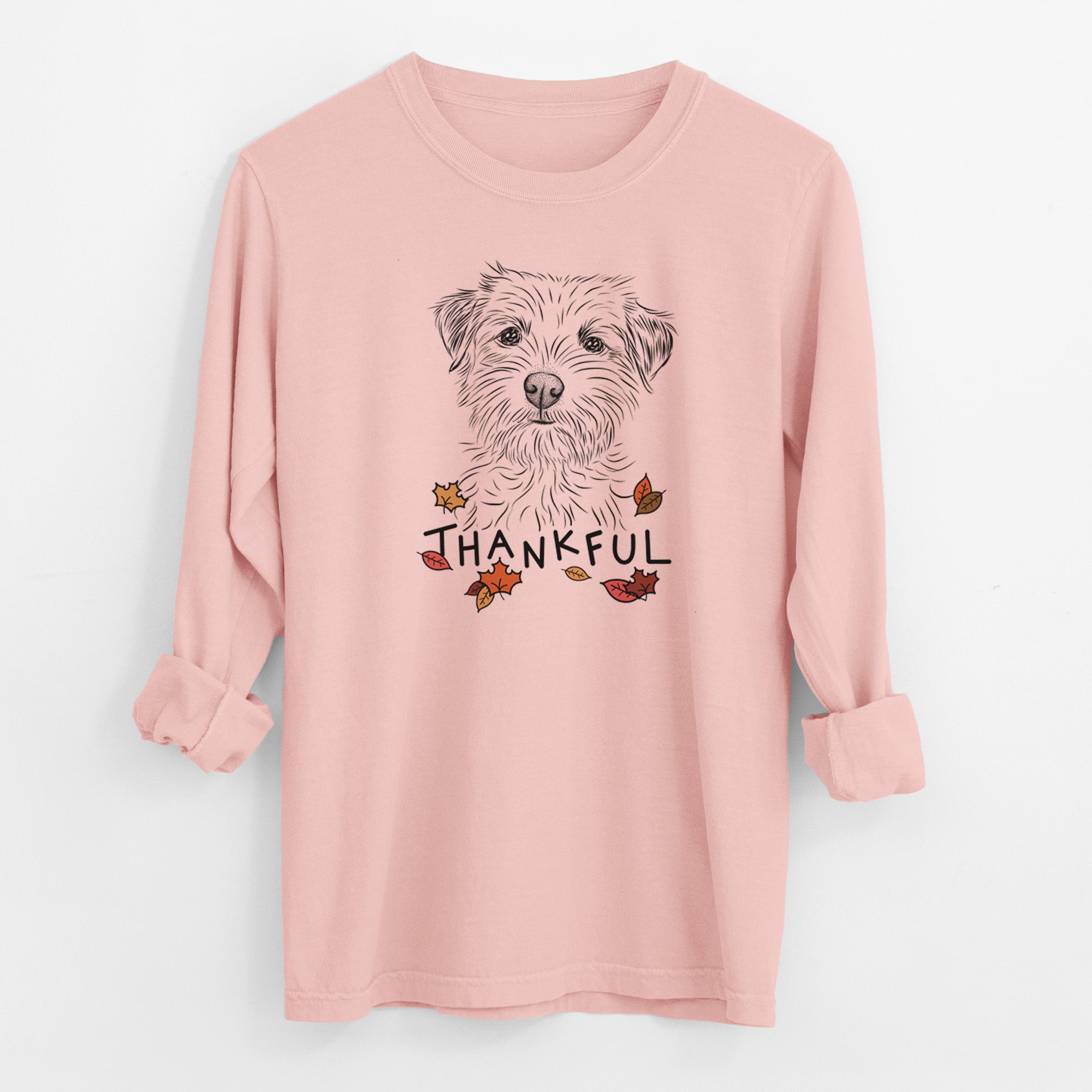 Thankful Benjamin the Border Terrier - Men's Heavyweight 100% Cotton Long Sleeve