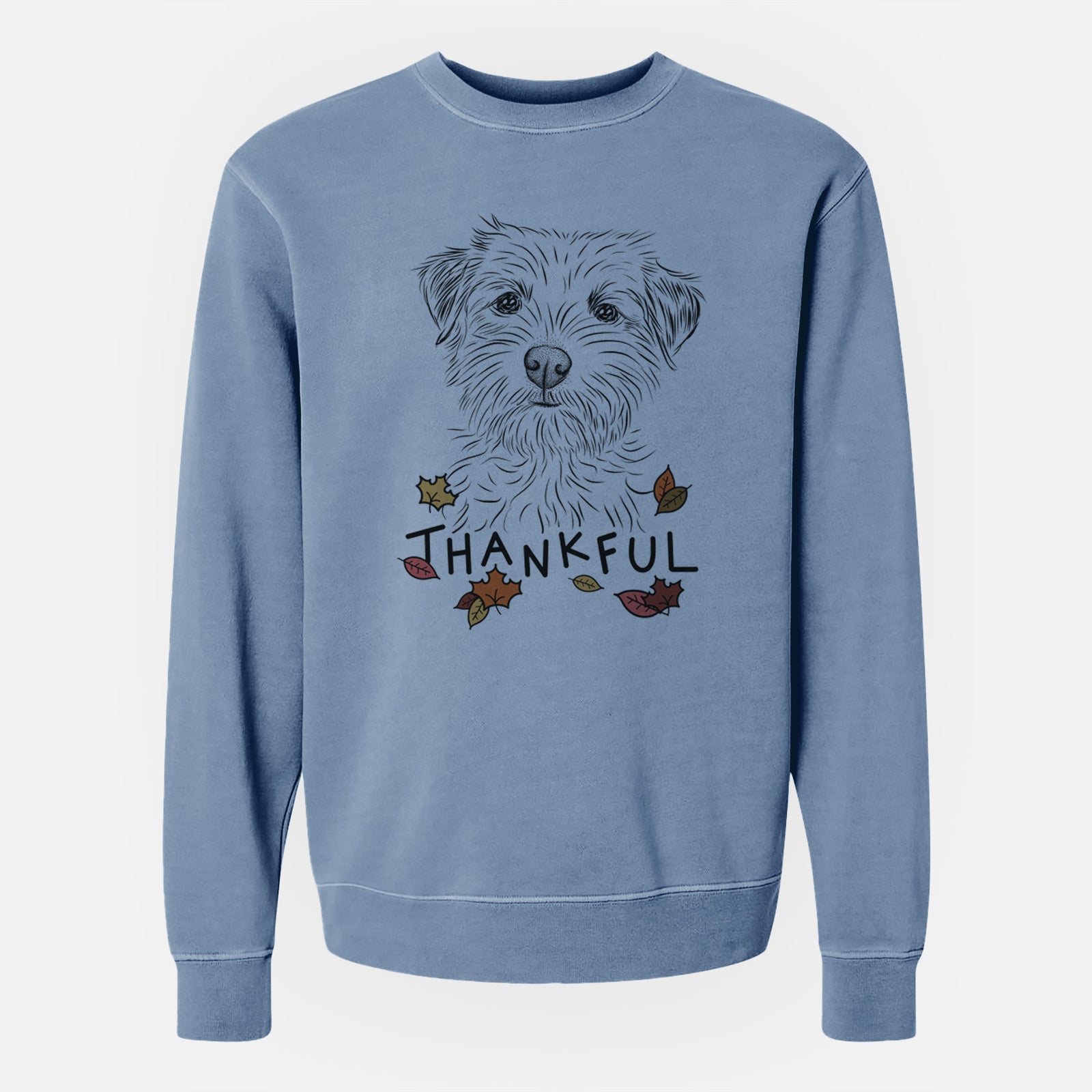 Thankful Benjamin the Border Terrier - Unisex Pigment Dyed Crew Sweatshirt