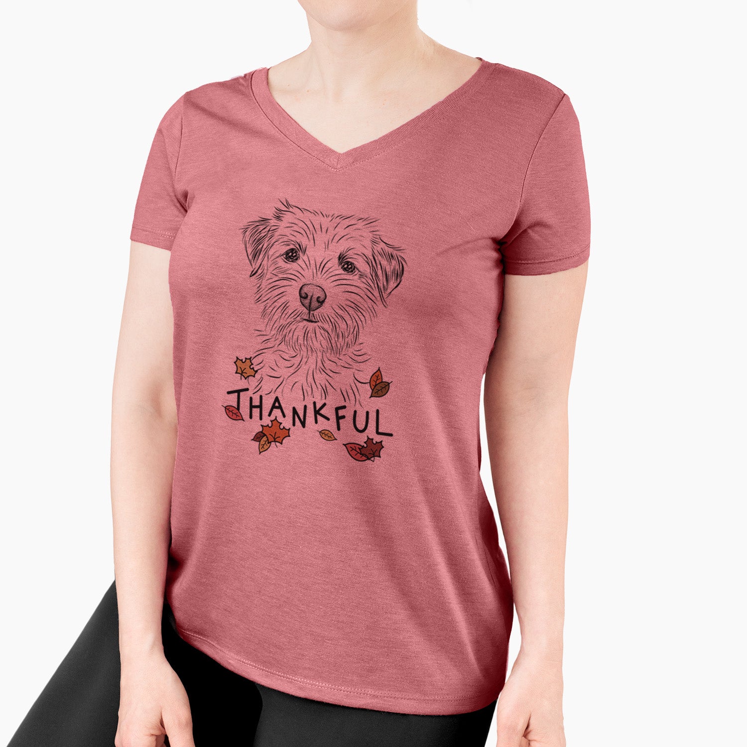 Thankful Benjamin the Border Terrier - Women's V-neck Shirt