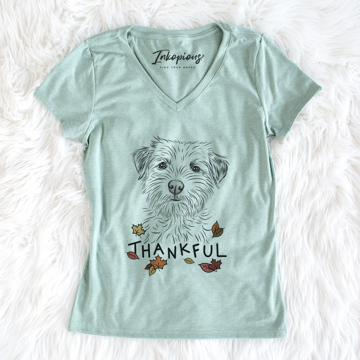 Thankful Benjamin the Border Terrier - Women&#39;s V-neck Shirt