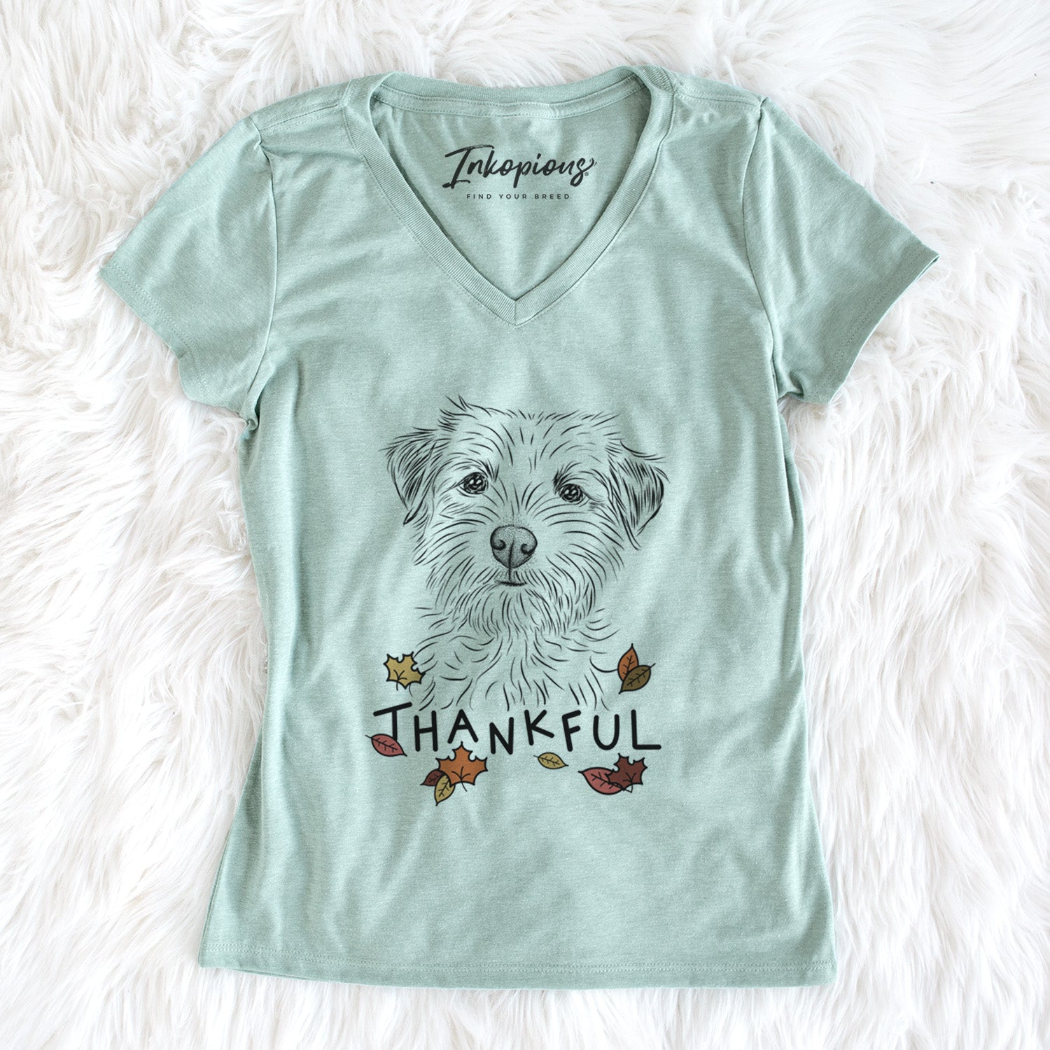 Thankful Benjamin the Border Terrier - Women's V-neck Shirt