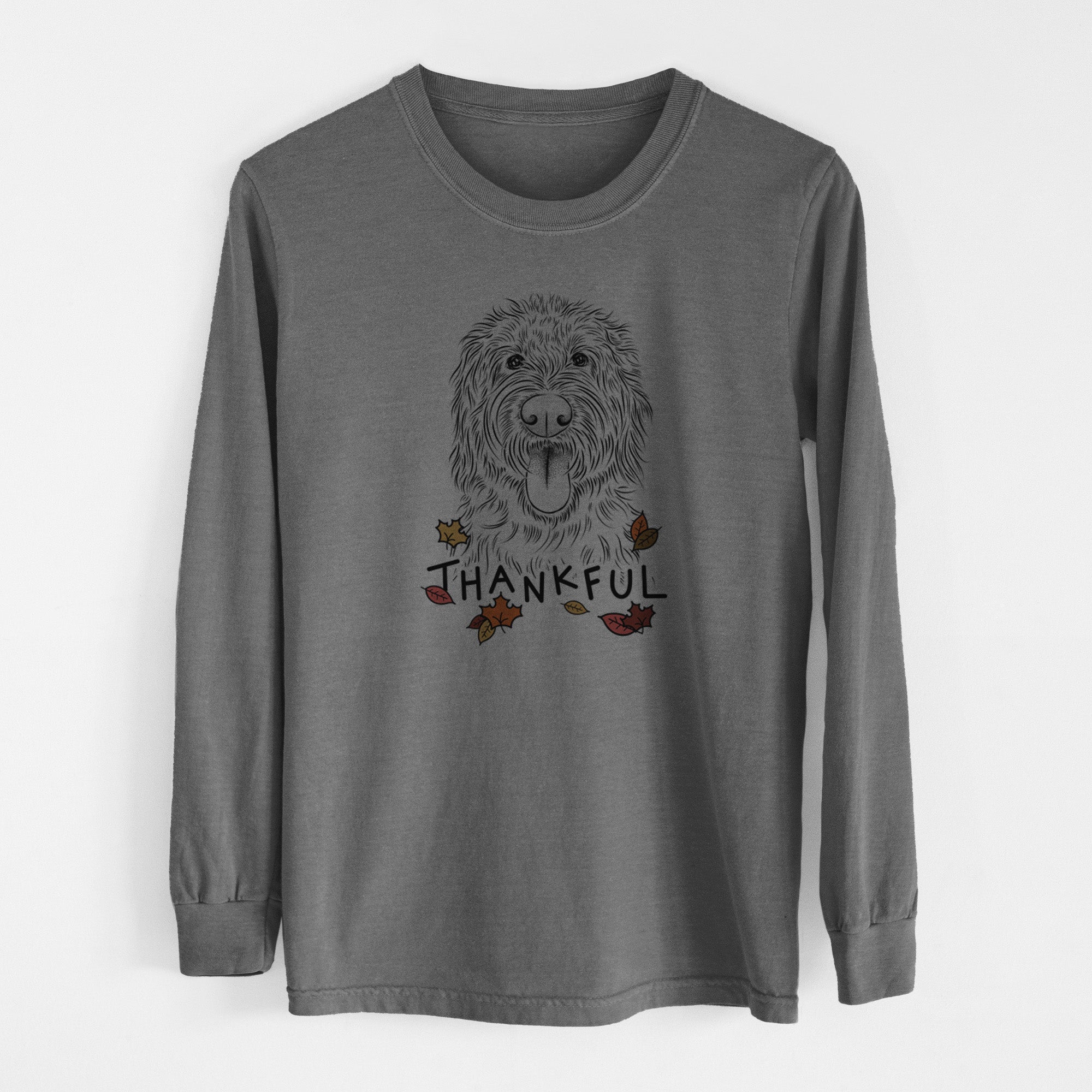 Thankful Bennett the Doodle - Men's Heavyweight 100% Cotton Long Sleeve