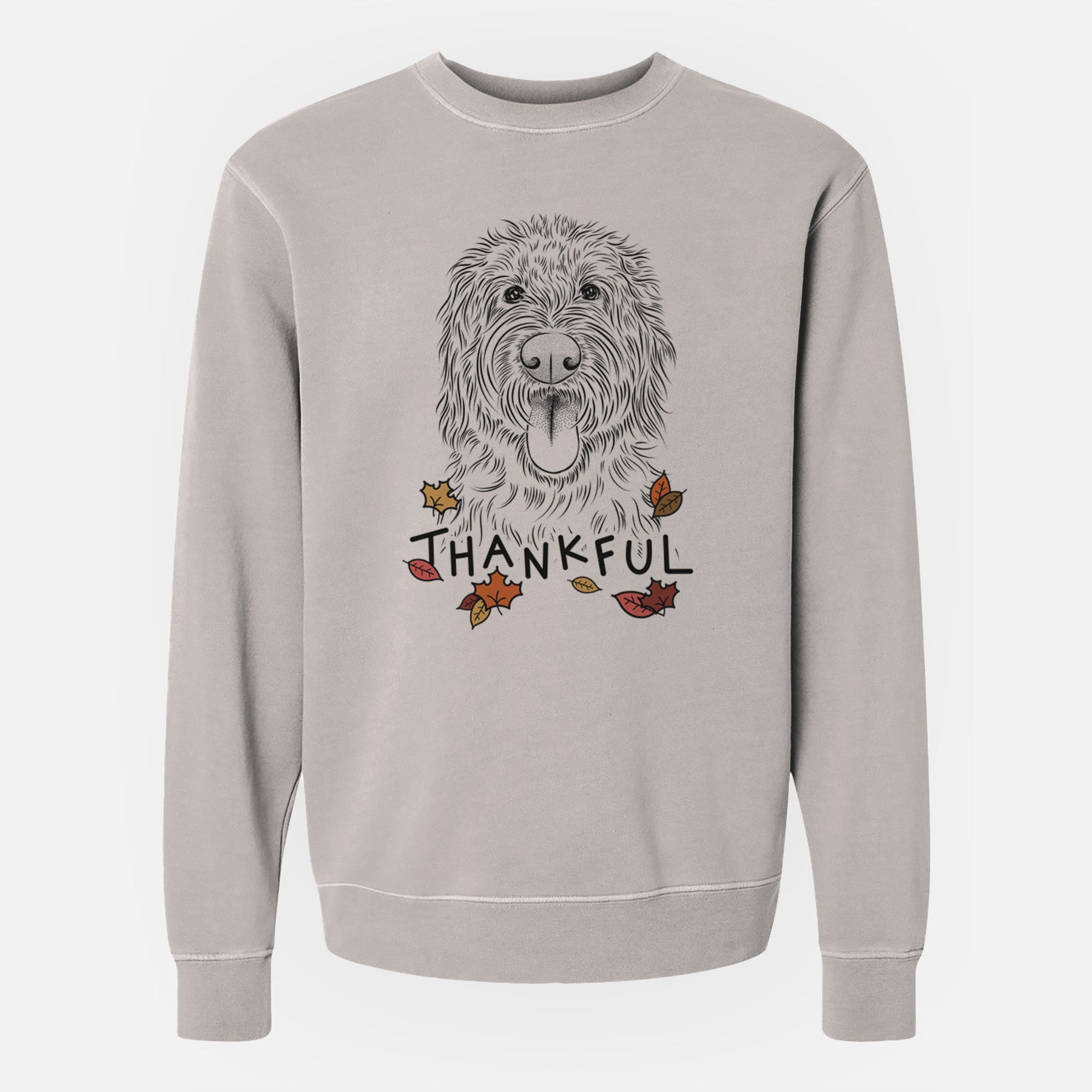 Thankful Bennett the Doodle - Unisex Pigment Dyed Crew Sweatshirt