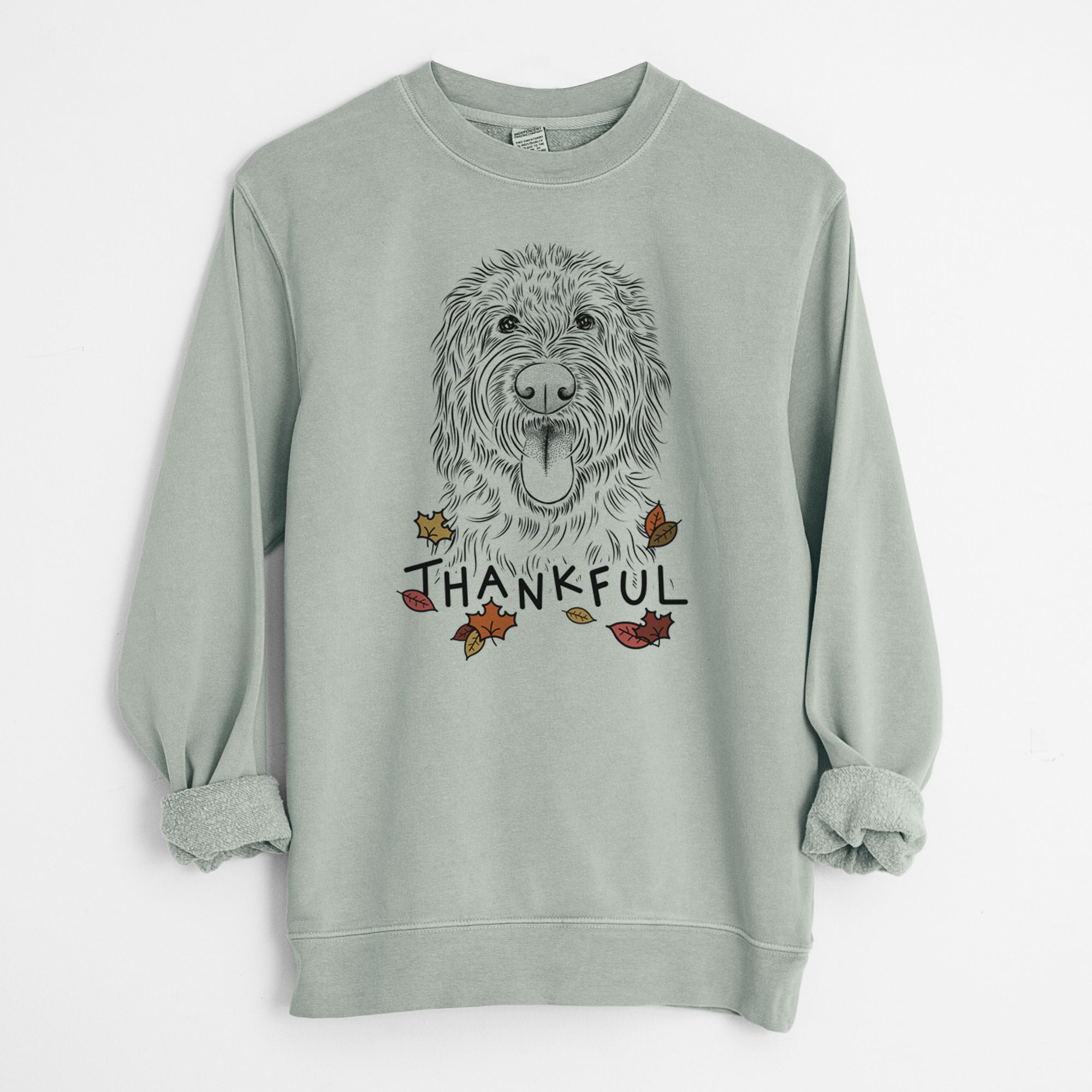 Thankful Bennett the Doodle - Unisex Pigment Dyed Crew Sweatshirt