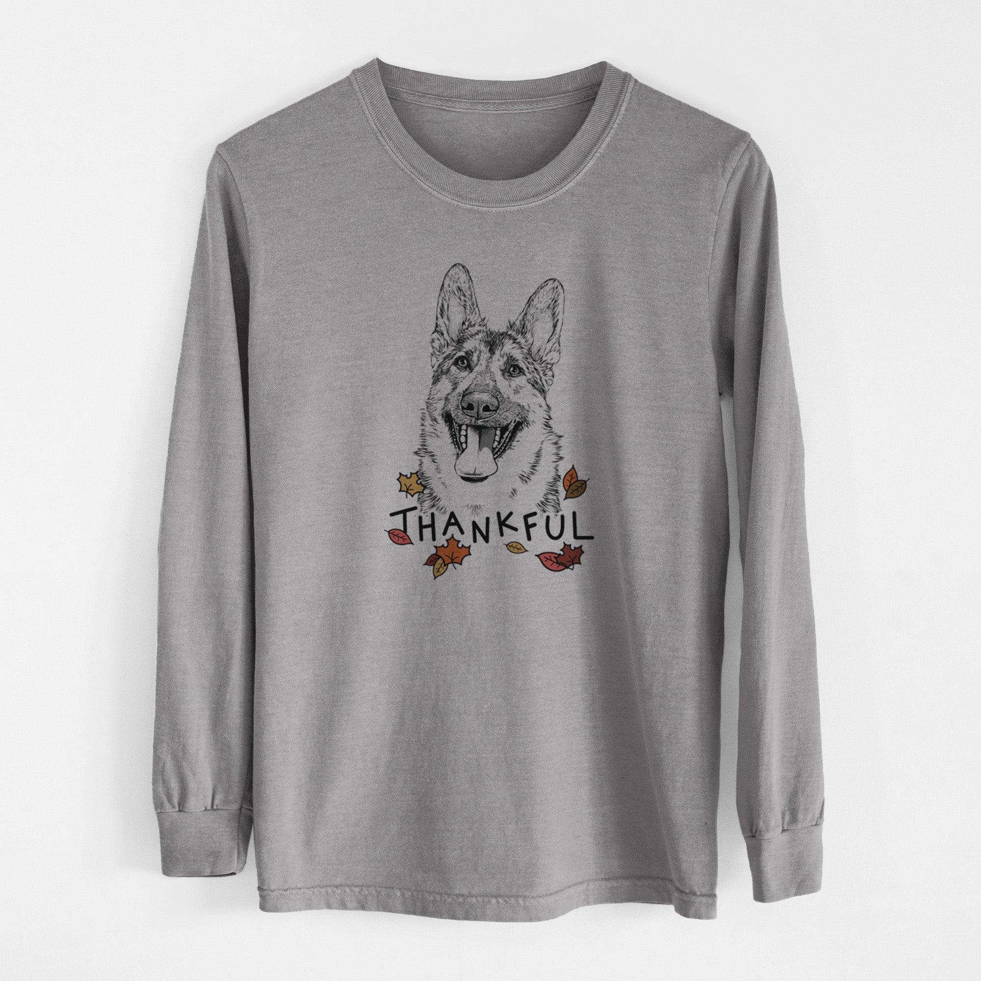 Thankful Benson the German Shepherd - Men's Heavyweight 100% Cotton Long Sleeve