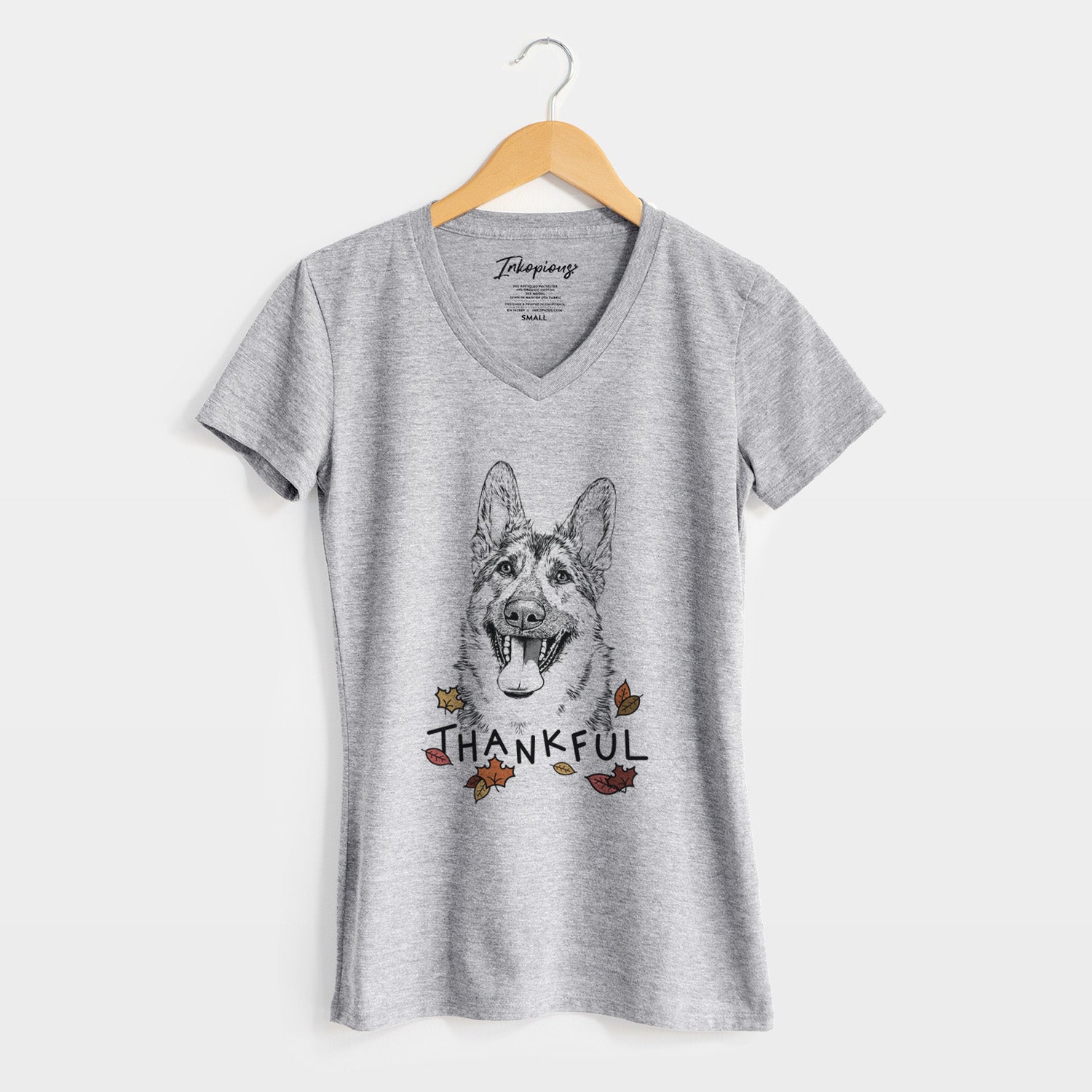 Thankful Benson the German Shepherd - Women's V-neck Shirt