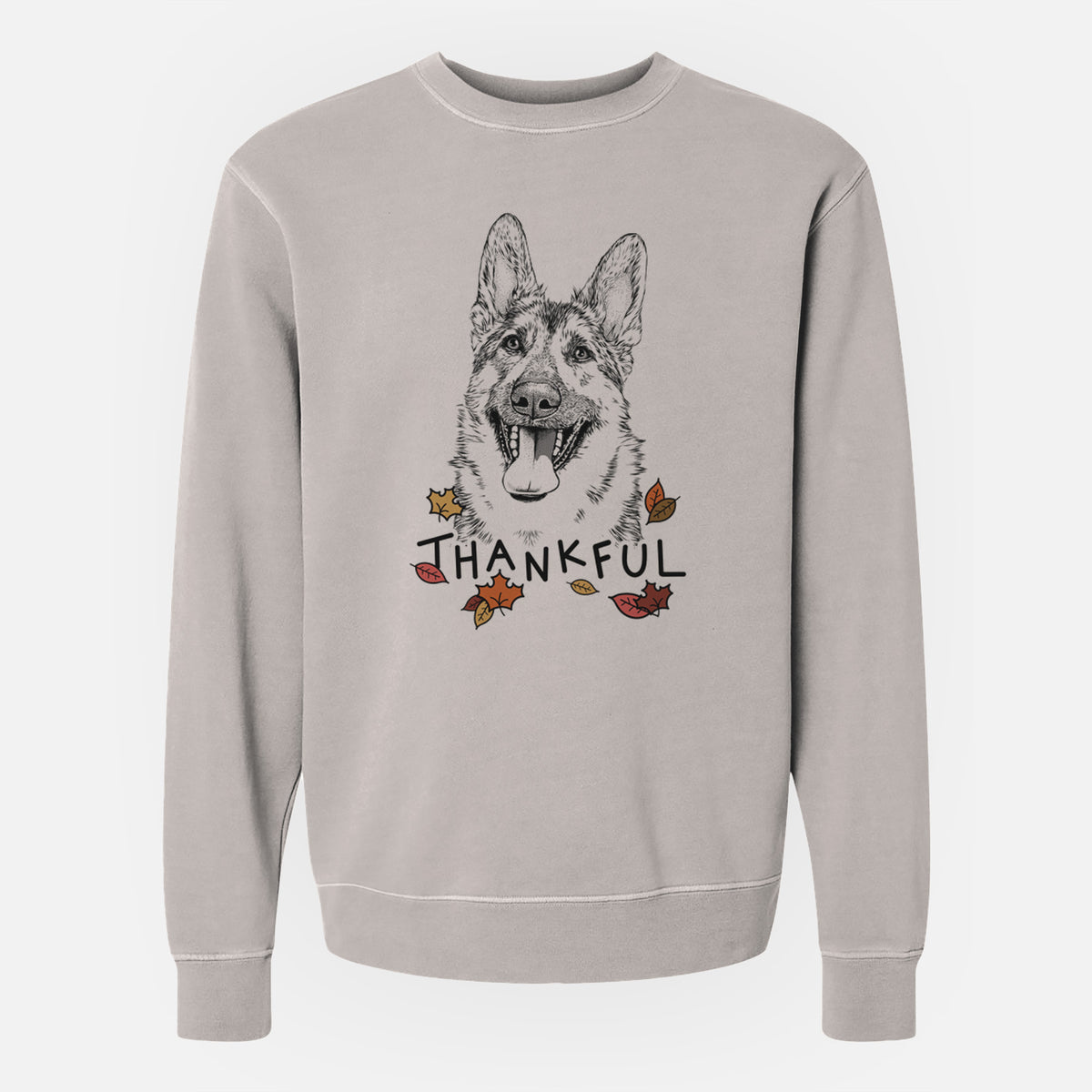 Thankful Benson the German Shepherd - Unisex Pigment Dyed Crew Sweatshirt