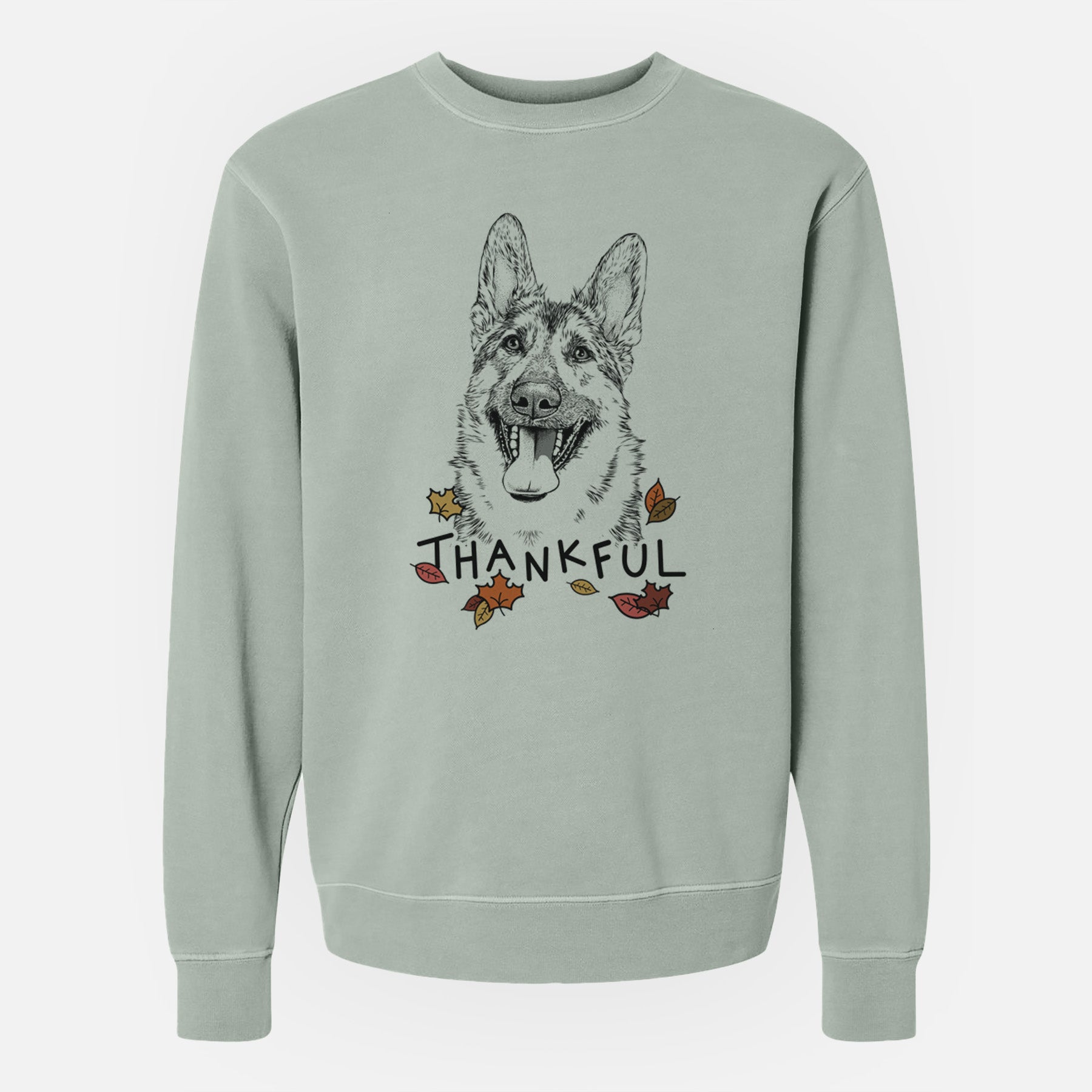 Thankful Benson the German Shepherd - Unisex Pigment Dyed Crew Sweatshirt