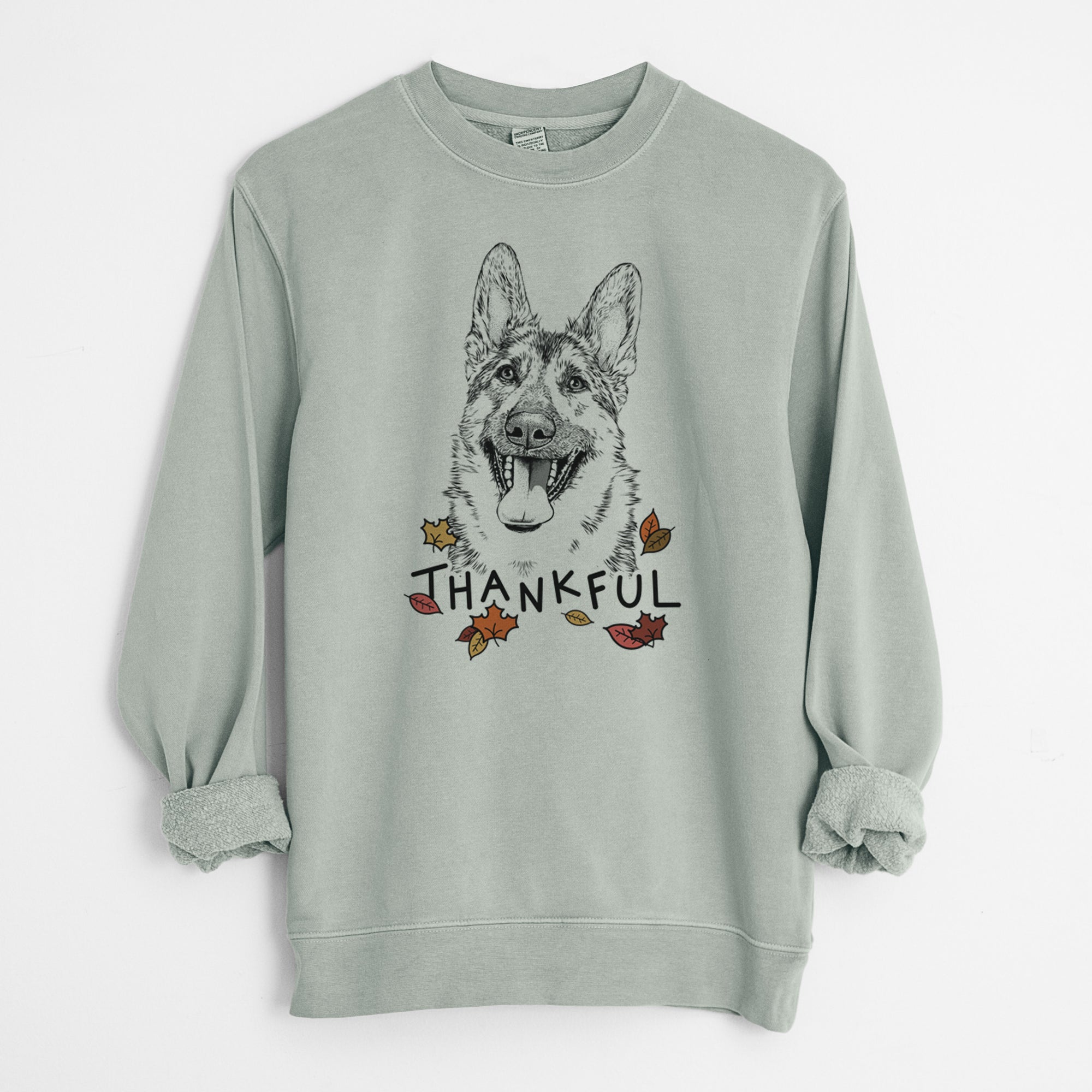 Thankful Benson the German Shepherd - Unisex Pigment Dyed Crew Sweatshirt