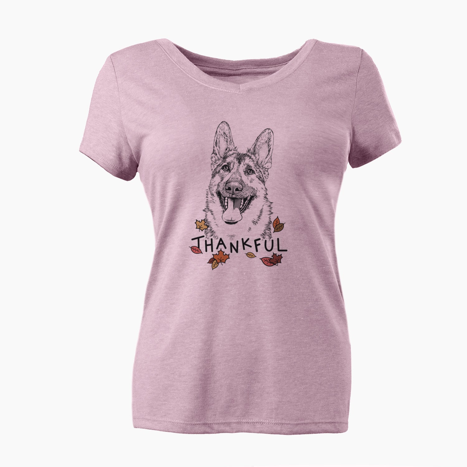 Thankful Benson the German Shepherd - Women's V-neck Shirt