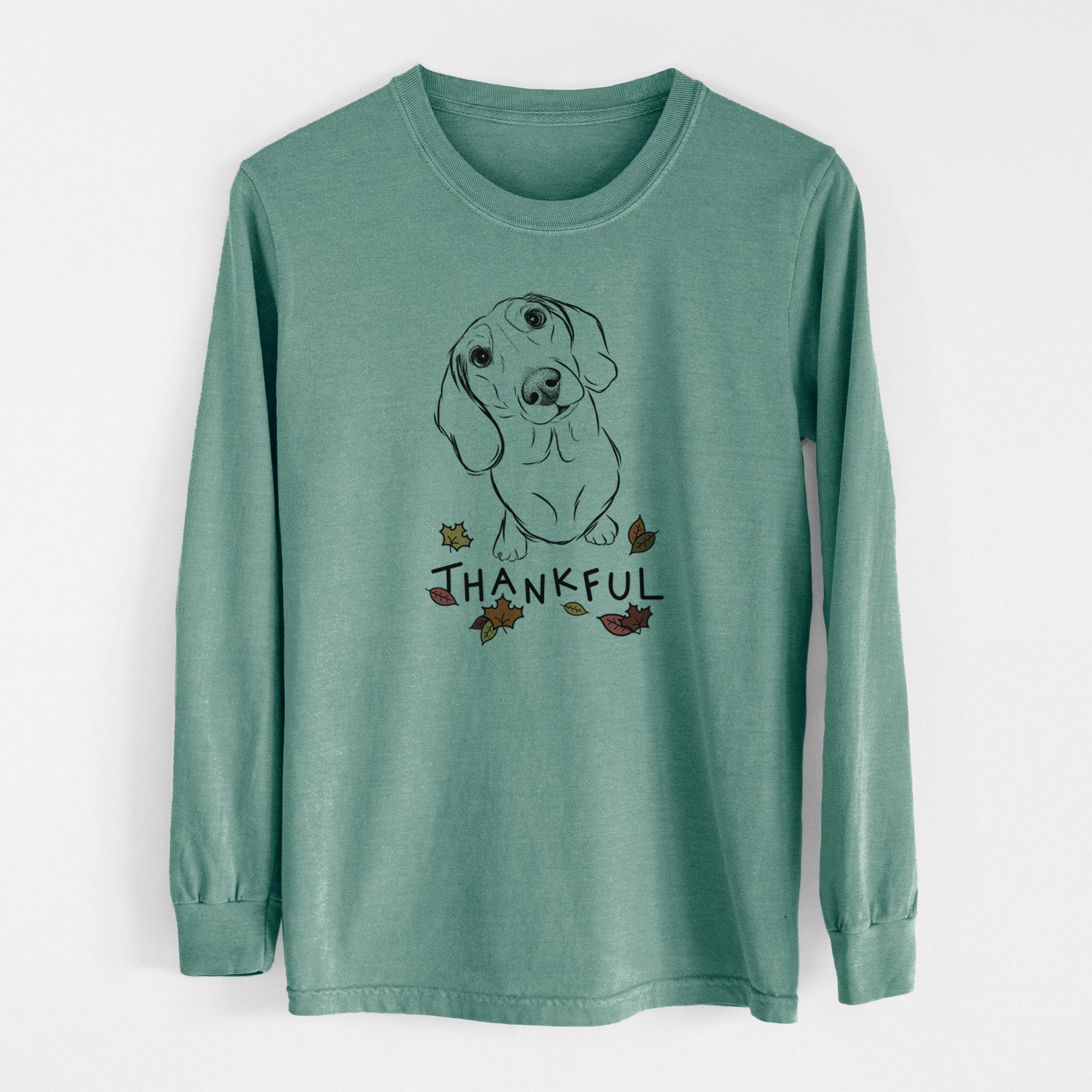 Thankful Bill the Dachshund - Men's Heavyweight 100% Cotton Long Sleeve