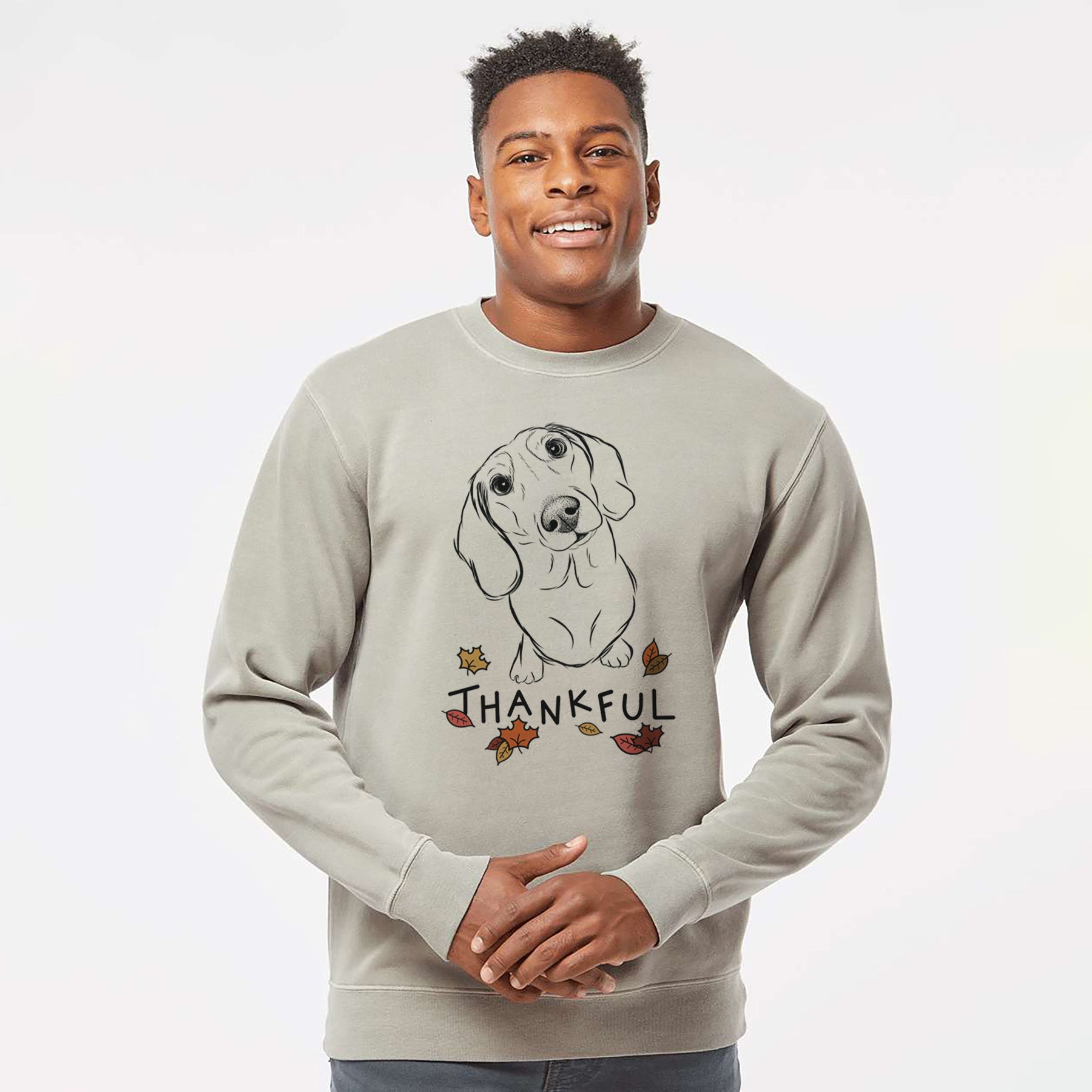 Thankful Bill the Dachshund - Unisex Pigment Dyed Crew Sweatshirt