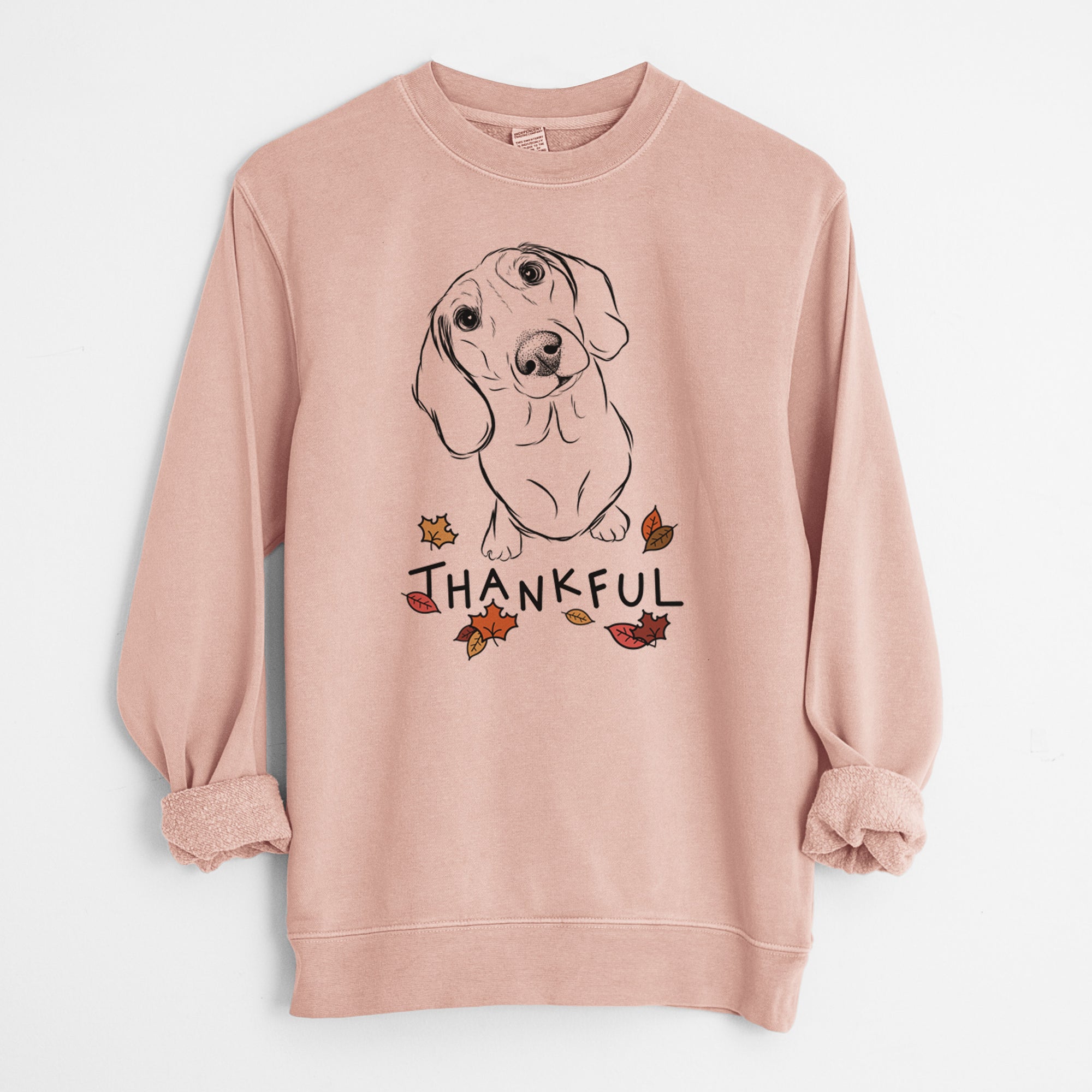 Thankful Bill the Dachshund - Unisex Pigment Dyed Crew Sweatshirt