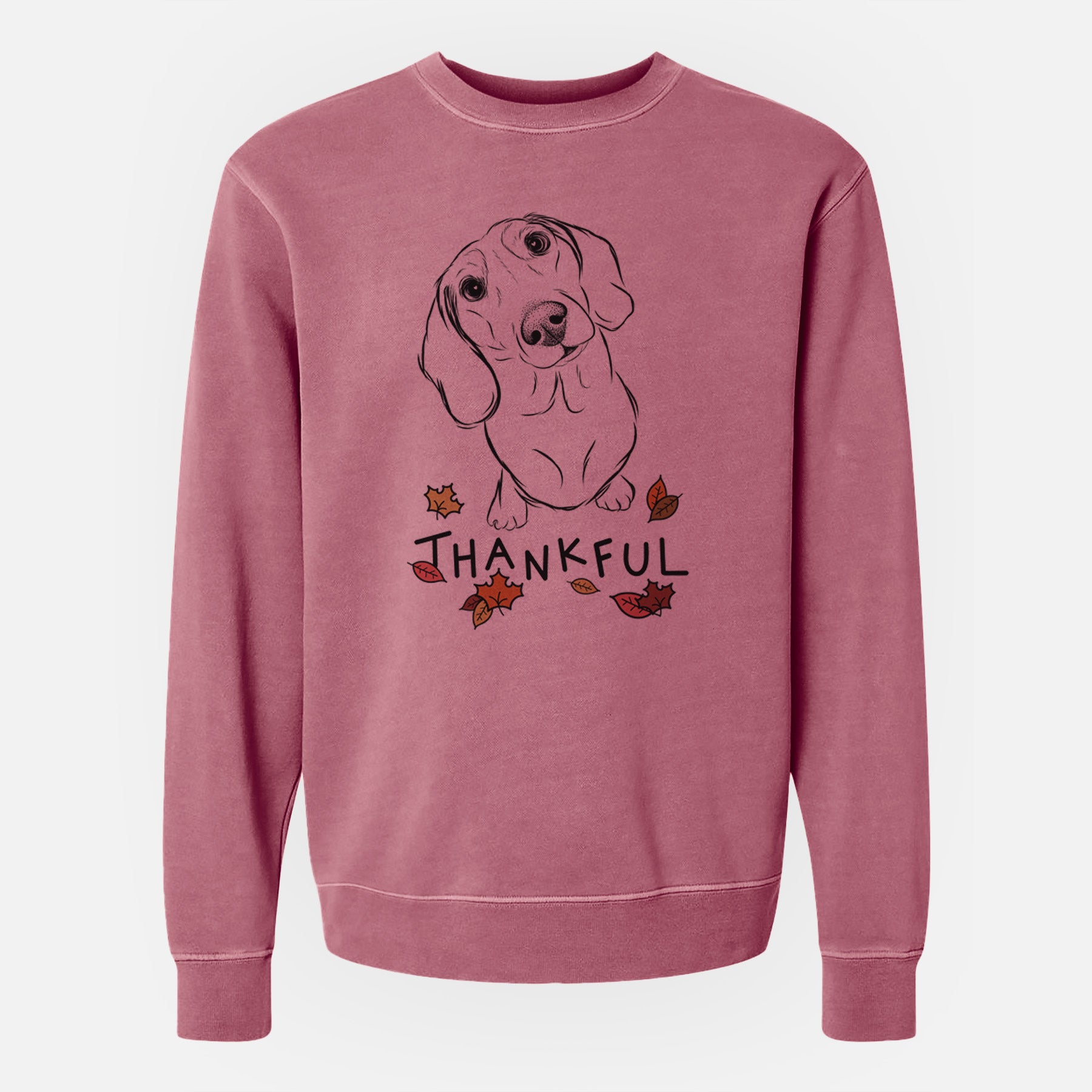 Thankful Bill the Dachshund - Unisex Pigment Dyed Crew Sweatshirt