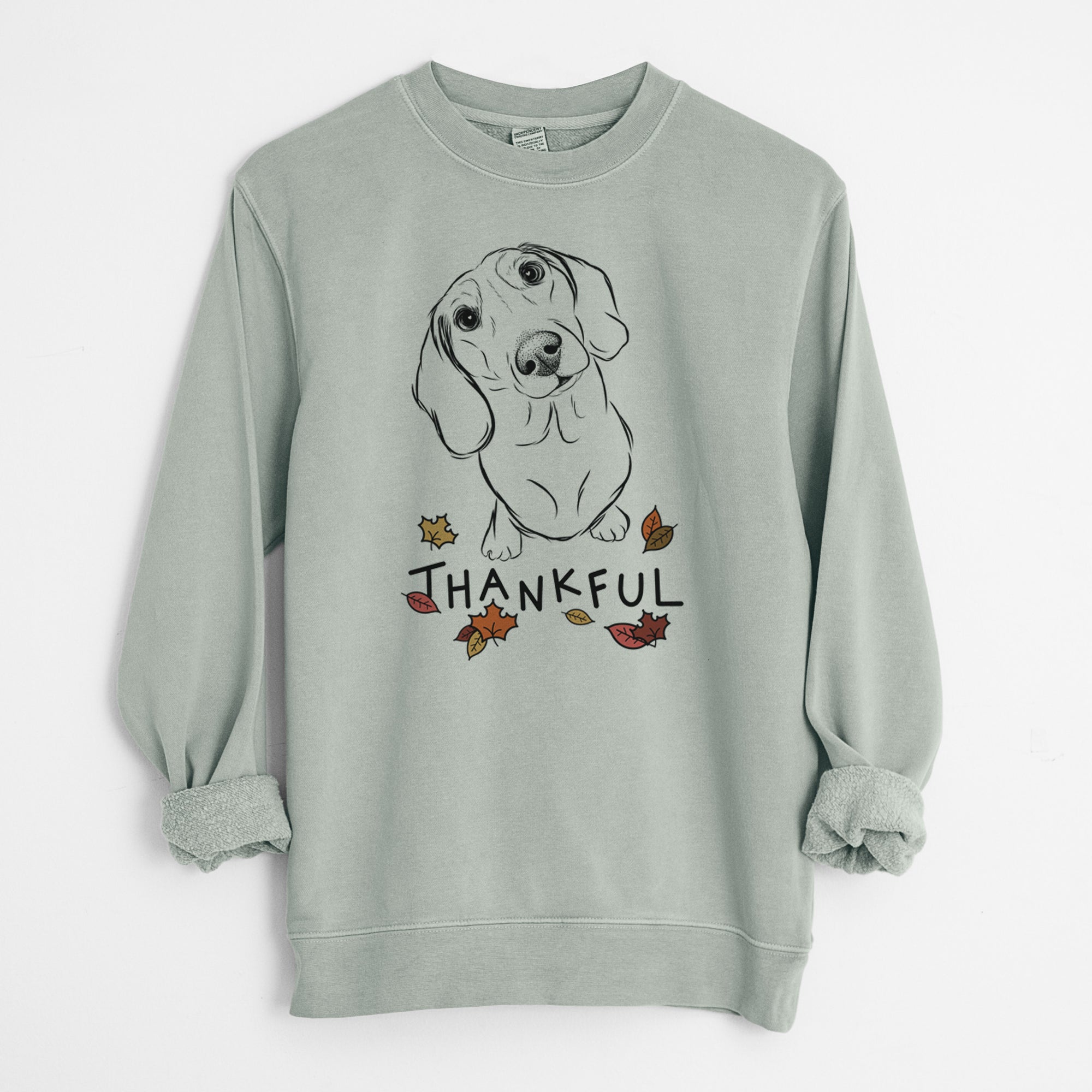 Thankful Bill the Dachshund - Unisex Pigment Dyed Crew Sweatshirt