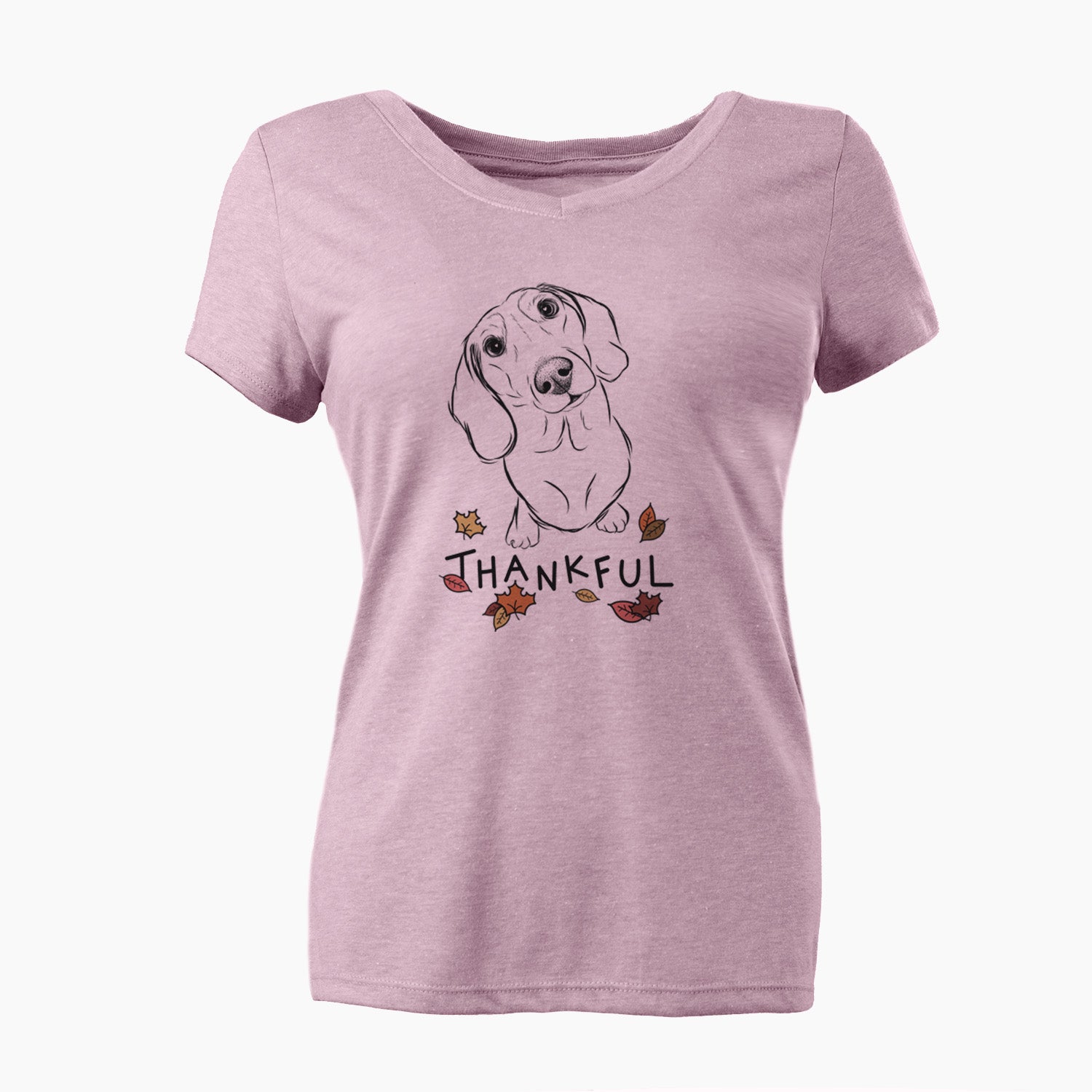 Thankful Bill the Dachshund - Women's V-neck Shirt