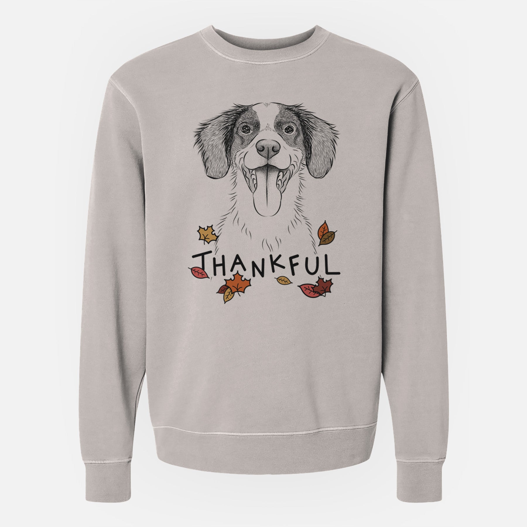 Thankful Birdie the Brittany - Unisex Pigment Dyed Crew Sweatshirt