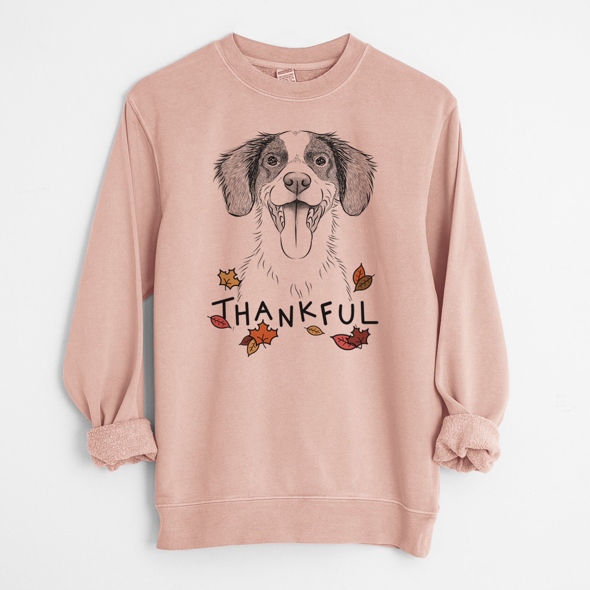 Thankful Birdie the Brittany - Unisex Pigment Dyed Crew Sweatshirt