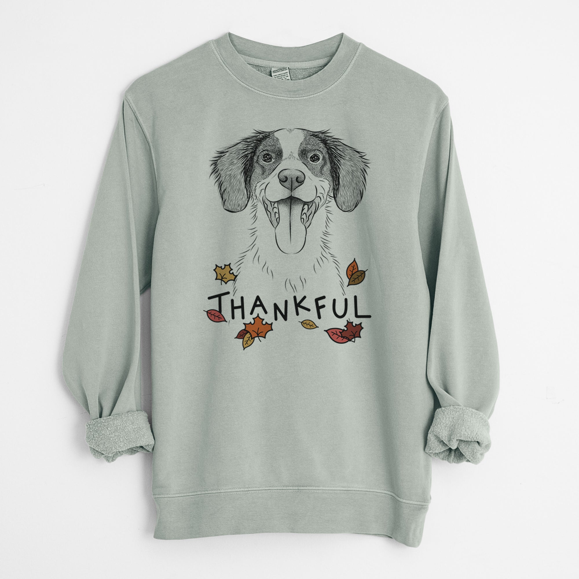 Thankful Birdie the Brittany - Unisex Pigment Dyed Crew Sweatshirt