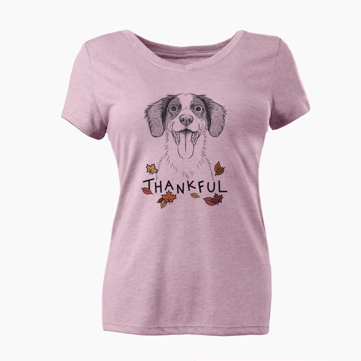 Thankful Birdie the Brittany - Women's V-neck Shirt