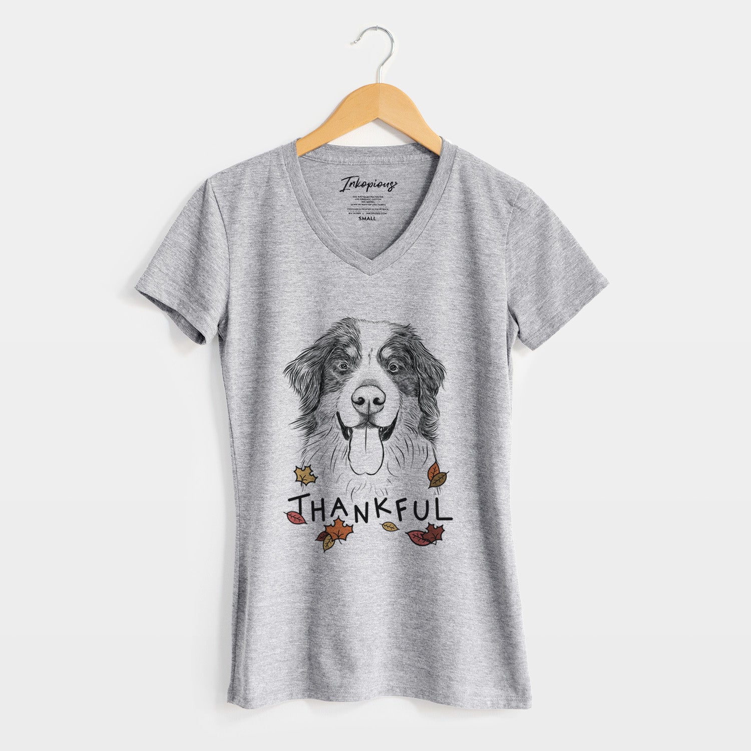 Thankful Blaze the Bernese Mountain Dog - Women's V-neck Shirt