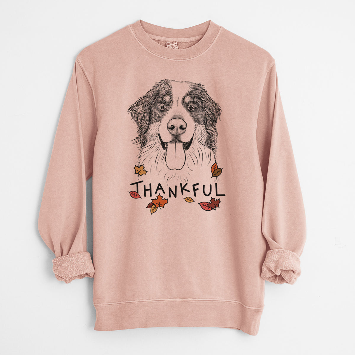 Thankful Blaze the Bernese Mountain Dog - Unisex Pigment Dyed Crew Sweatshirt