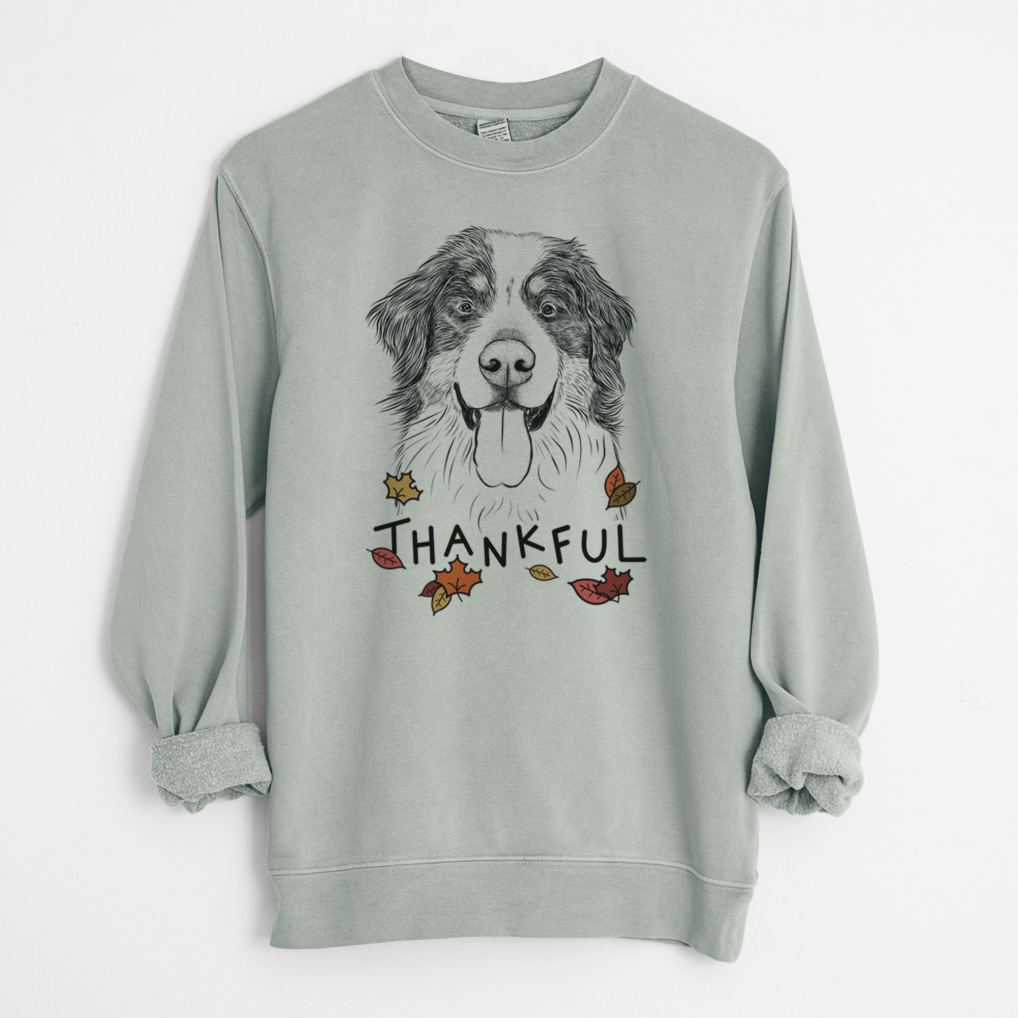 Thankful Blaze the Bernese Mountain Dog - Unisex Pigment Dyed Crew Sweatshirt