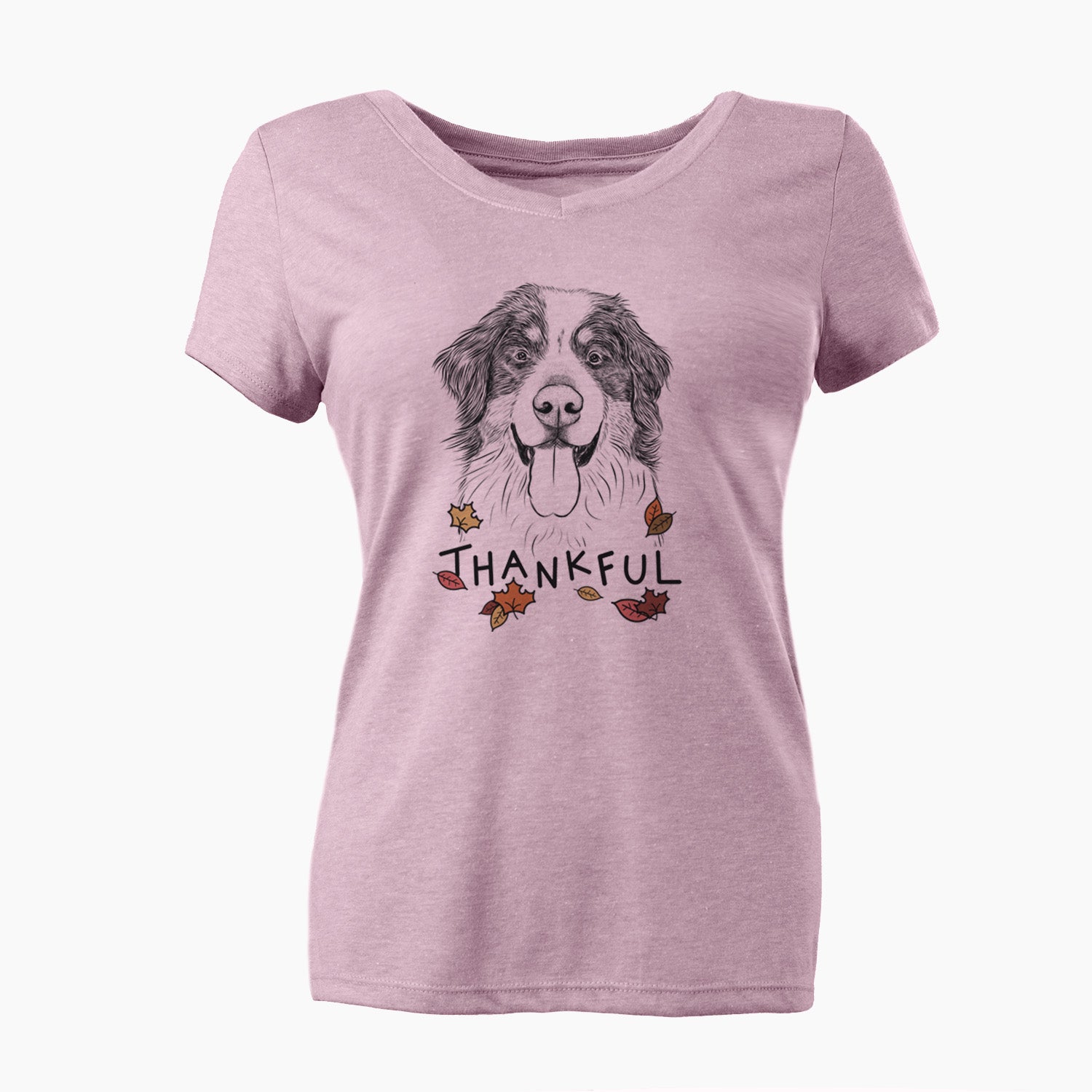 Thankful Blaze the Bernese Mountain Dog - Women's V-neck Shirt