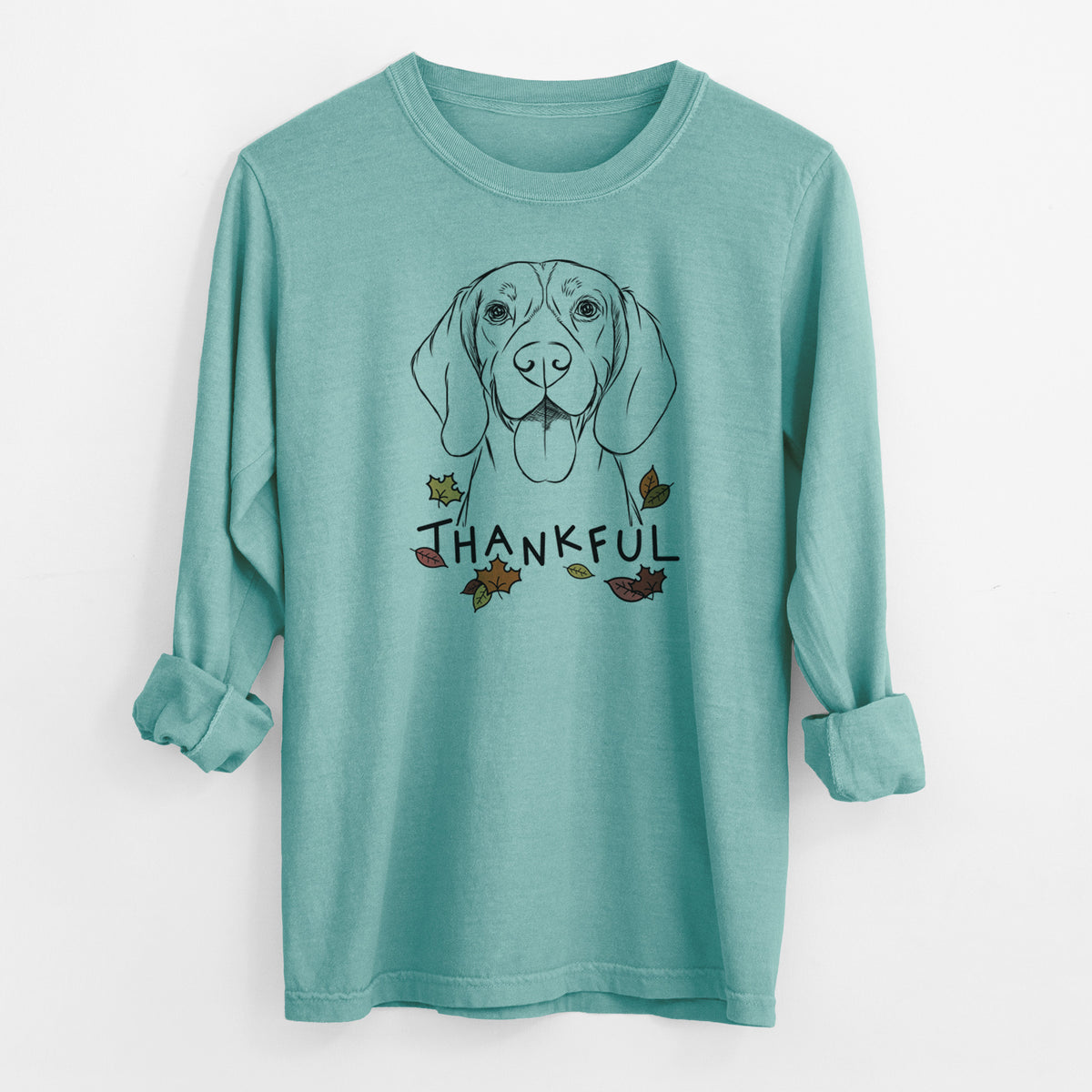 Thankful Bogie the Beagle - Men&#39;s Heavyweight 100% Cotton Long Sleeve