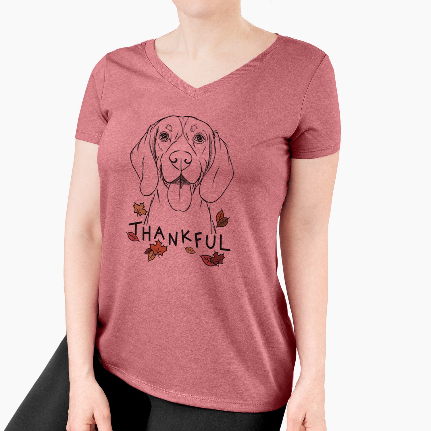 Thankful Bogie the Beagle - Women's V-neck Shirt