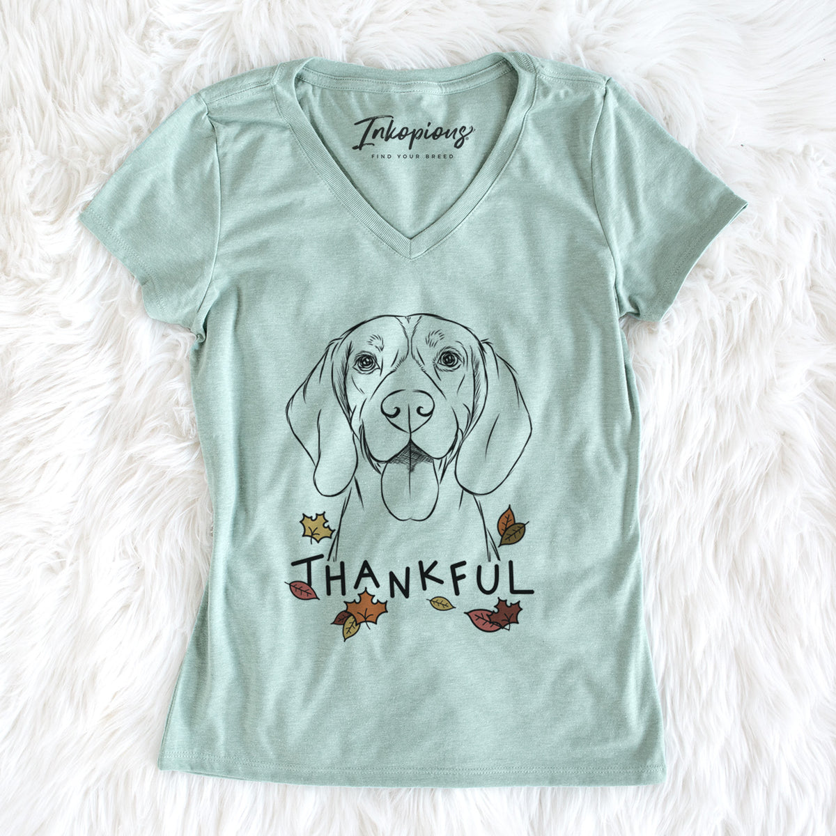 Thankful Bogie the Beagle - Women&#39;s V-neck Shirt