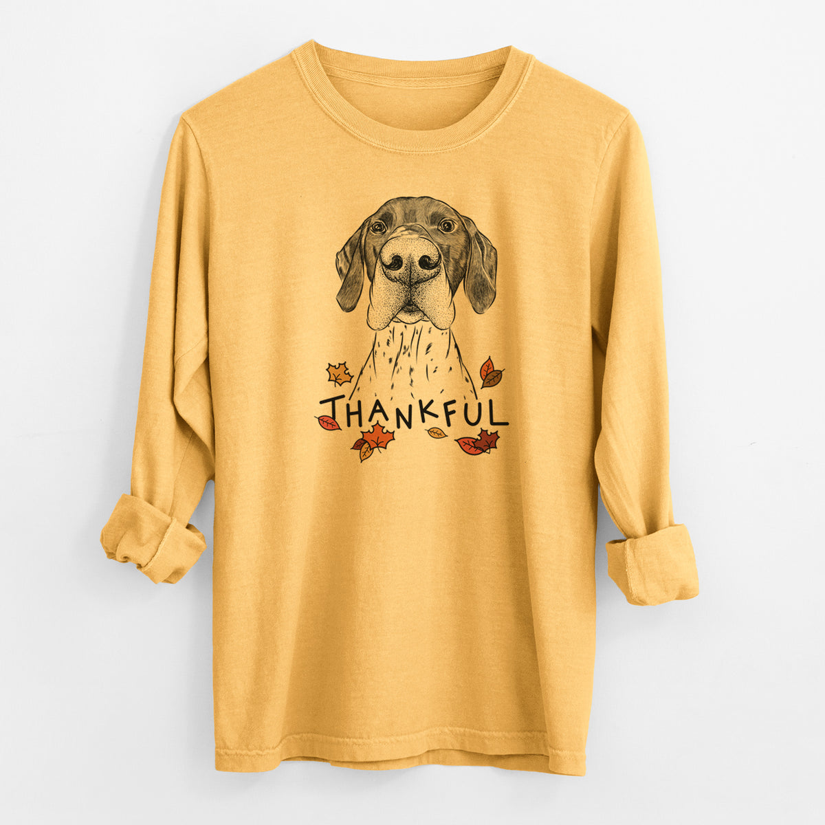 Thankful Booze the German Shorthaired Pointer - Men's Heavyweight 100% Cotton Long Sleeve