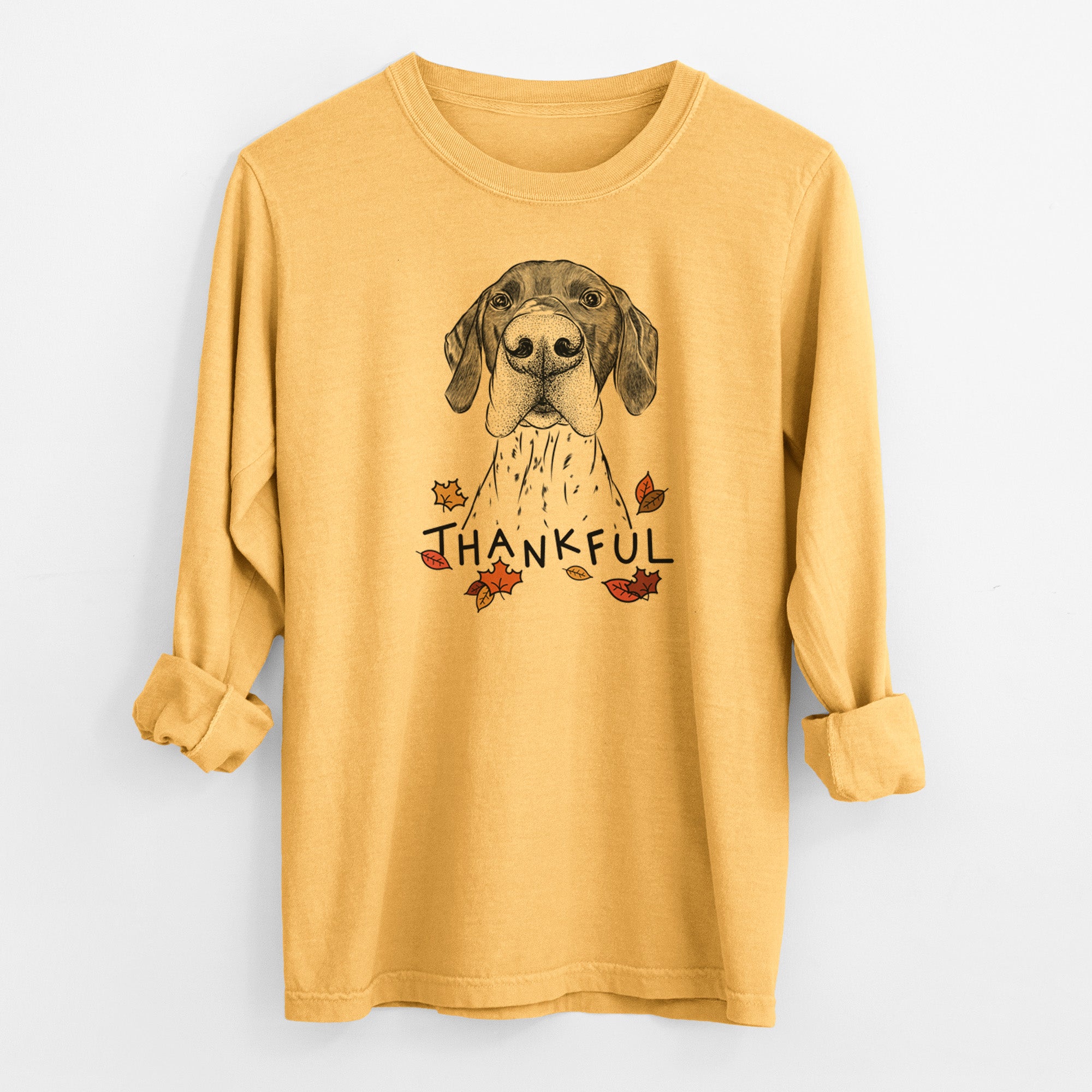 Thankful Booze the German Shorthaired Pointer - Men's Heavyweight 100% Cotton Long Sleeve