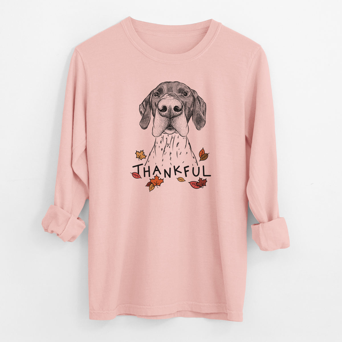 Thankful Booze the German Shorthaired Pointer - Men's Heavyweight 100% Cotton Long Sleeve
