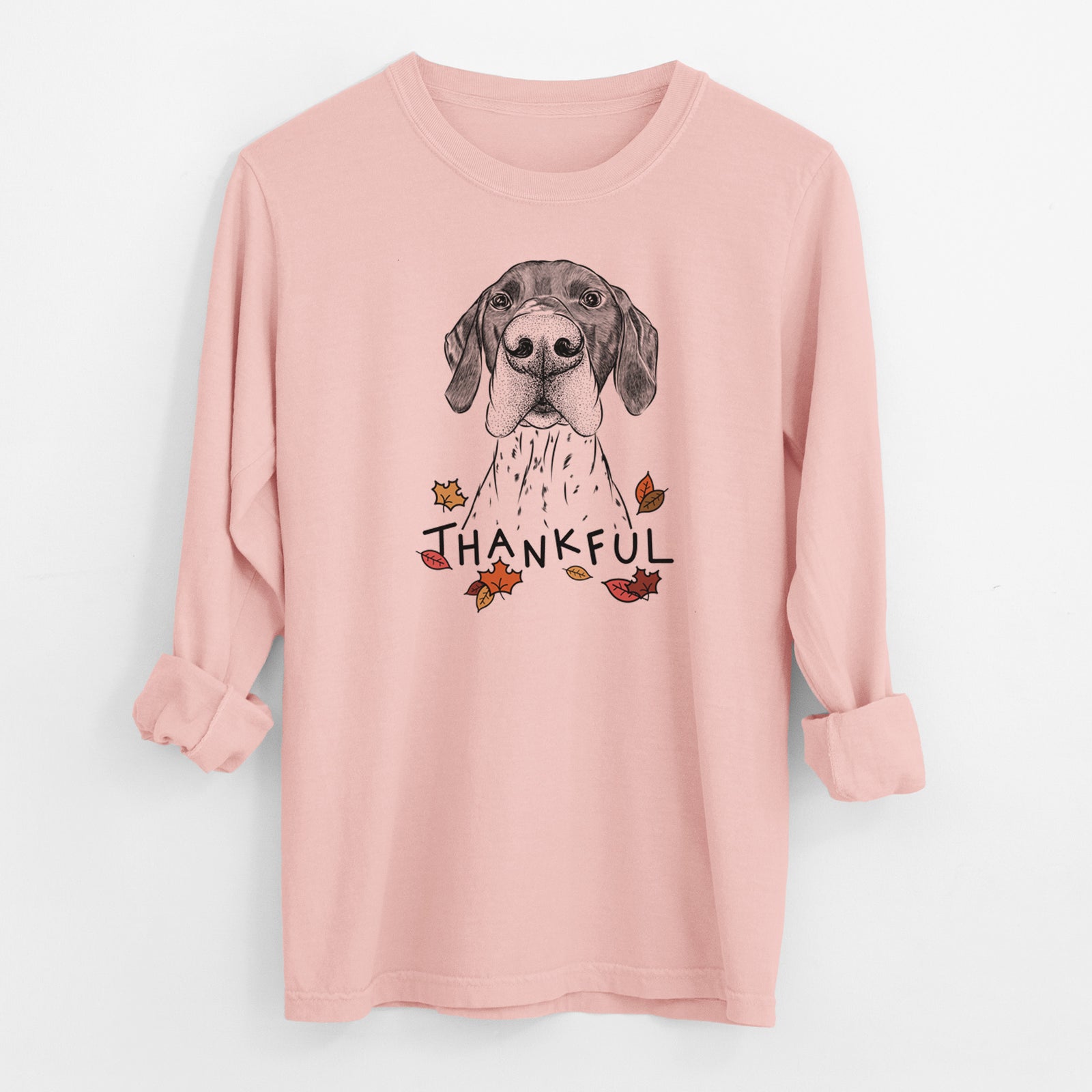 Thankful Booze the German Shorthaired Pointer - Men's Heavyweight 100% Cotton Long Sleeve