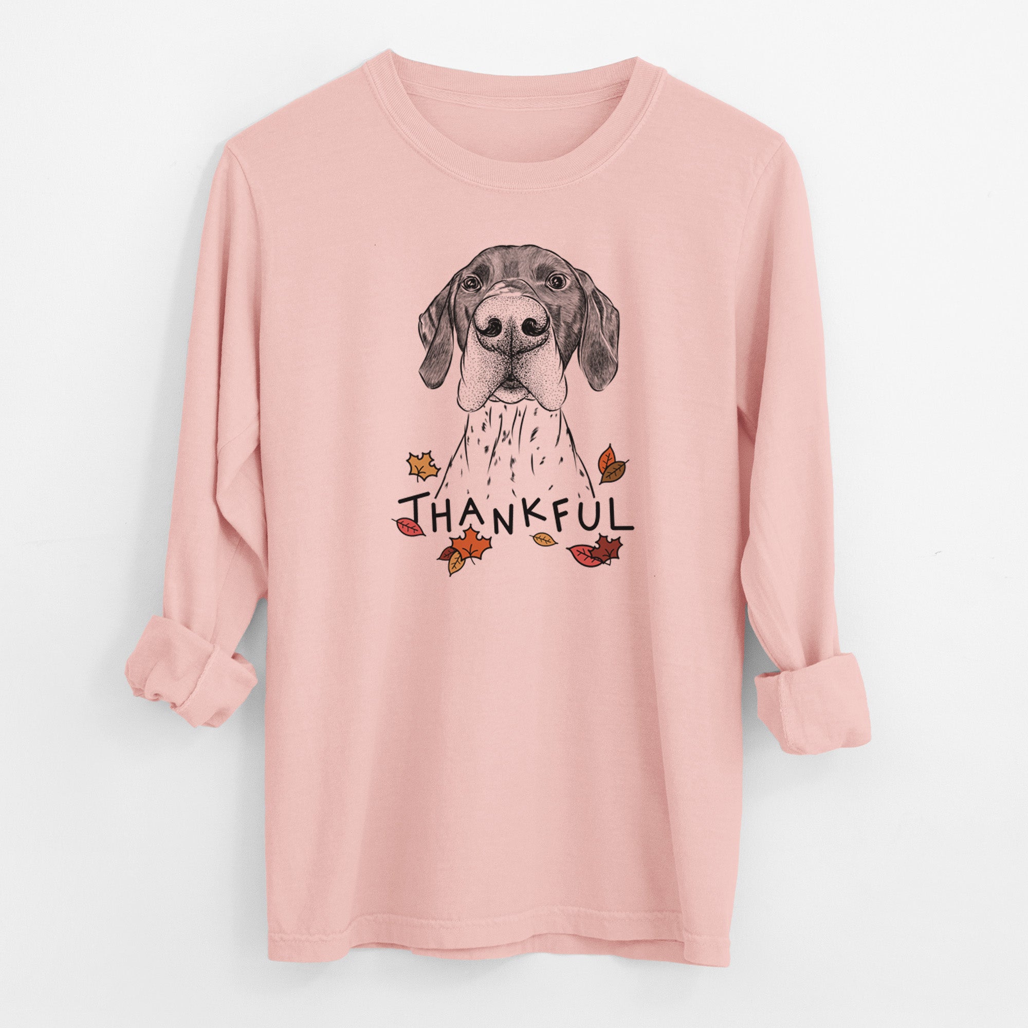Thankful Booze the German Shorthaired Pointer - Men's Heavyweight 100% Cotton Long Sleeve