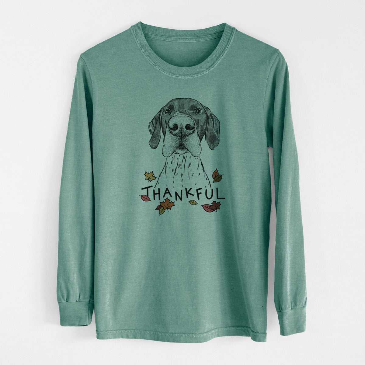 Thankful Booze the German Shorthaired Pointer - Men's Heavyweight 100% Cotton Long Sleeve