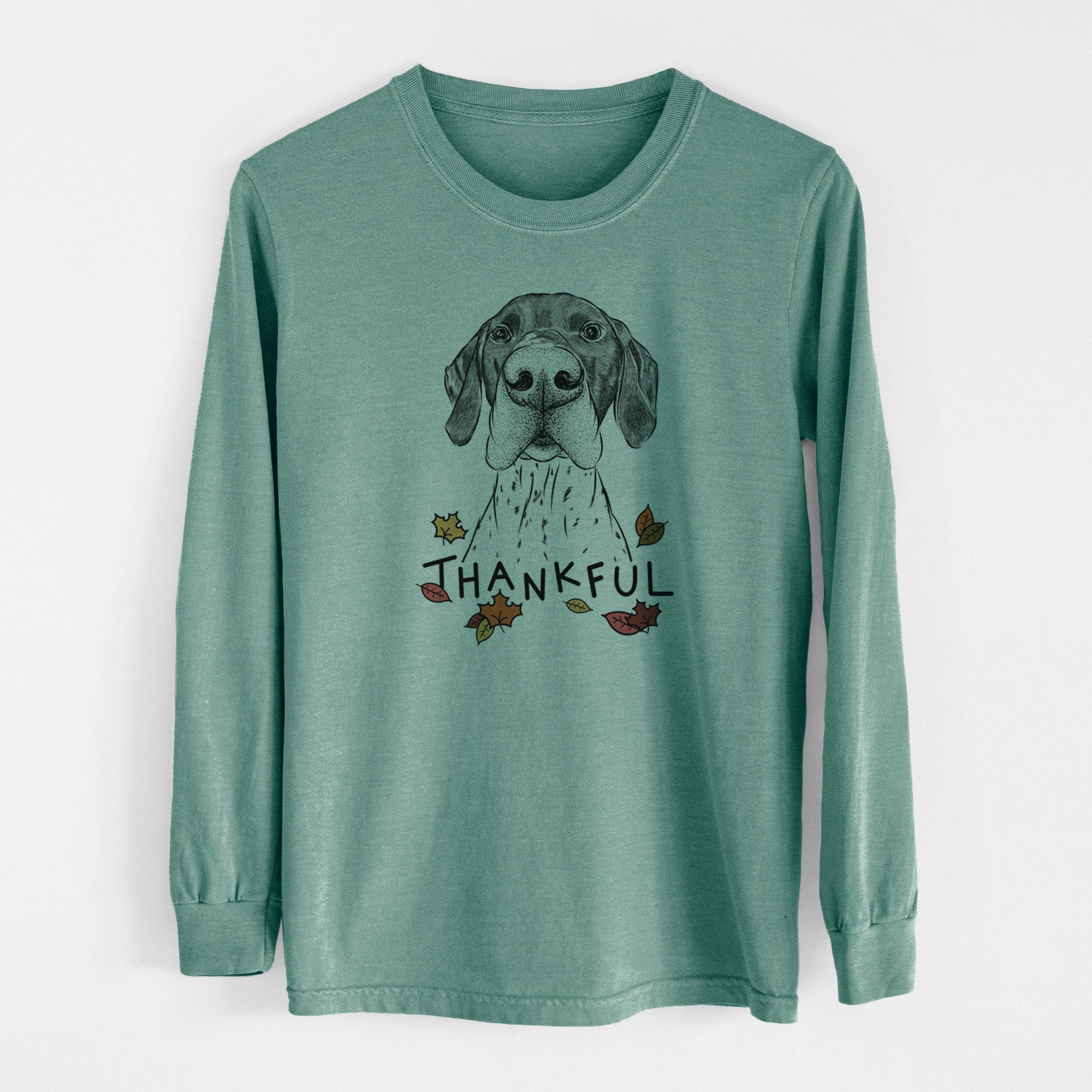 Thankful Booze the German Shorthaired Pointer - Men's Heavyweight 100% Cotton Long Sleeve