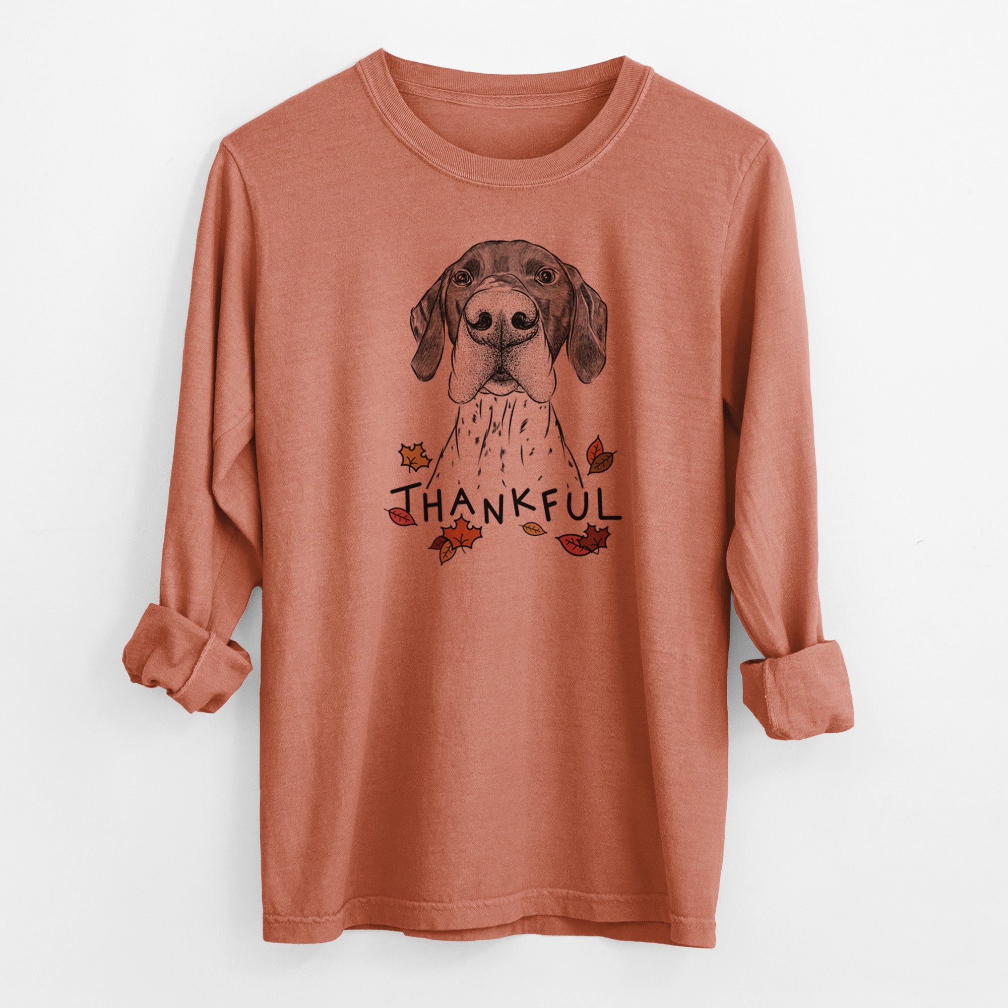 Thankful Booze the German Shorthaired Pointer - Men's Heavyweight 100% Cotton Long Sleeve