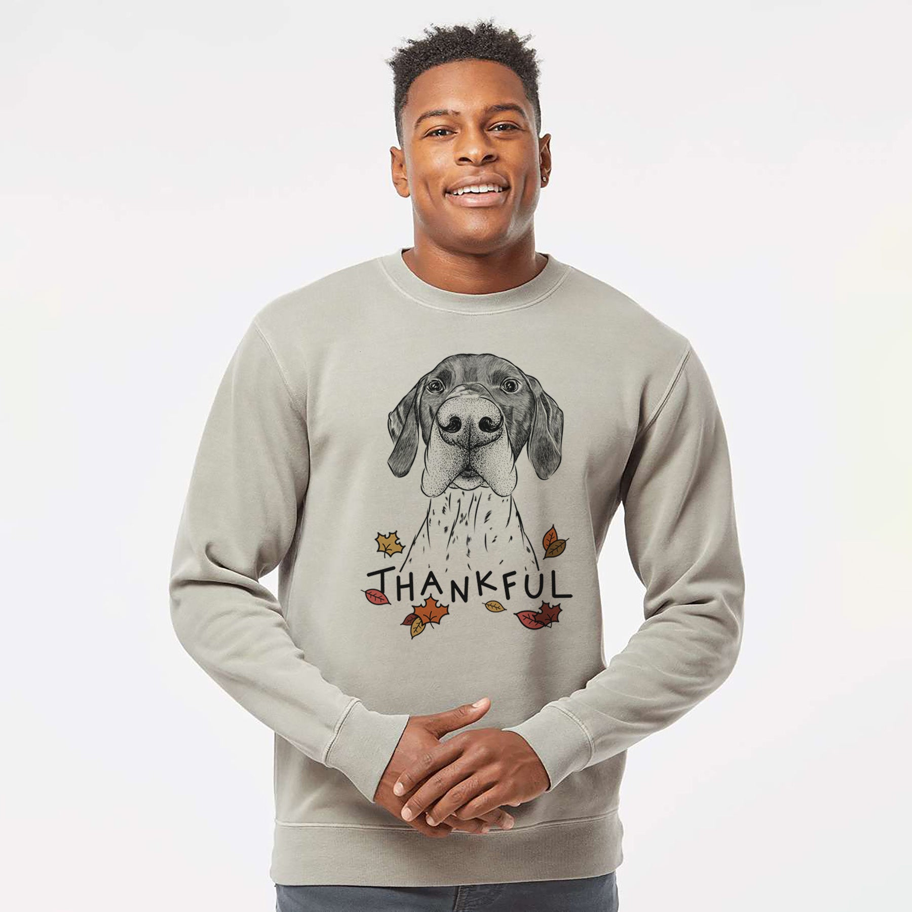 Thankful Booze the German Shorthaired Pointer - Unisex Pigment Dyed Crew Sweatshirt
