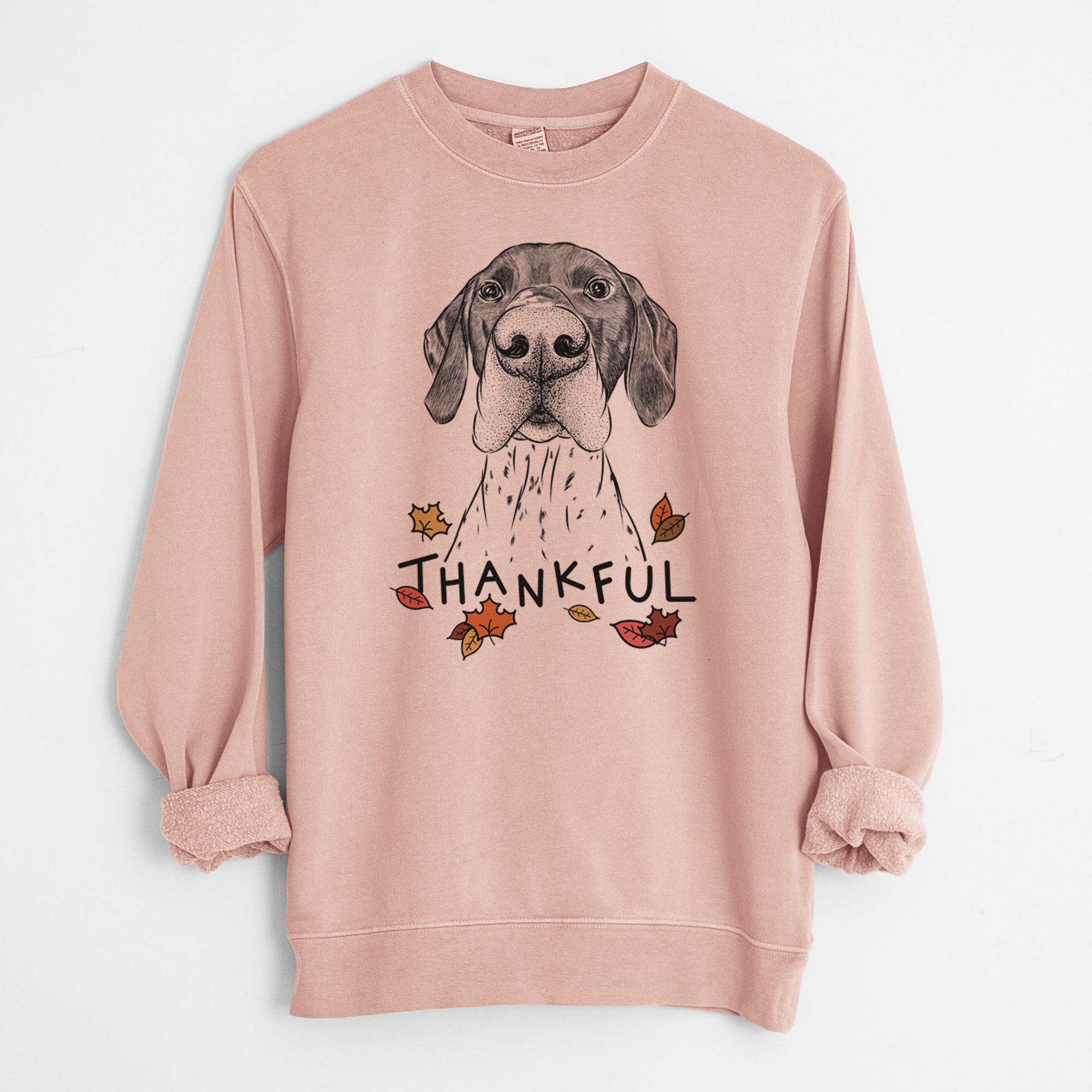 Thankful Booze the German Shorthaired Pointer - Unisex Pigment Dyed Crew Sweatshirt