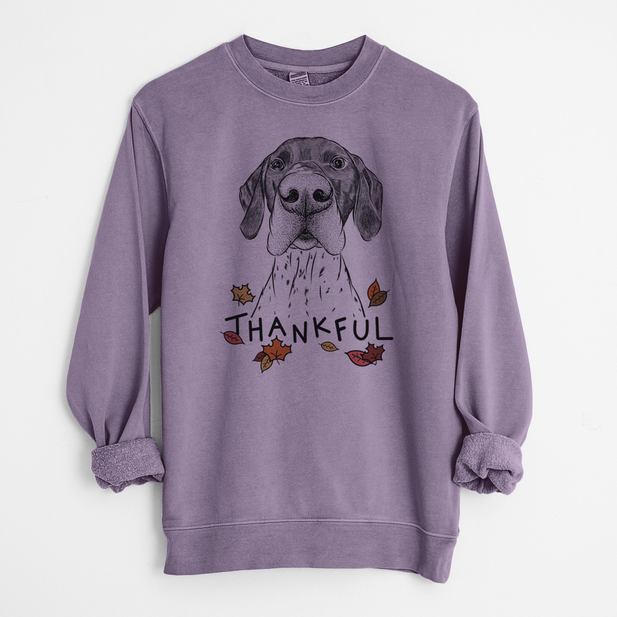Thankful Booze the German Shorthaired Pointer - Unisex Pigment Dyed Crew Sweatshirt