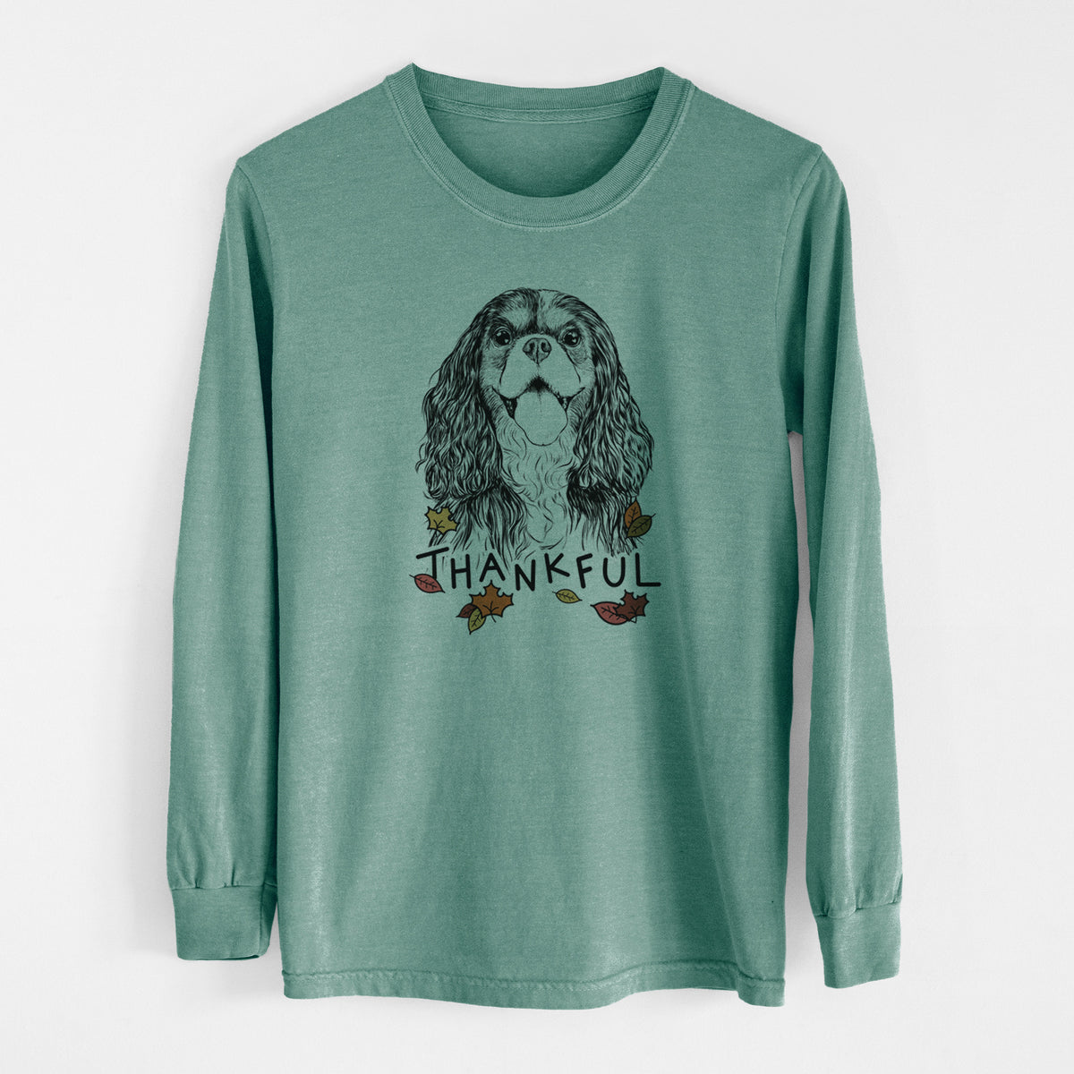 Thankful Brandy the Cavalier King Charles Spaniel - Men's Heavyweight 100% Cotton Long Sleeve