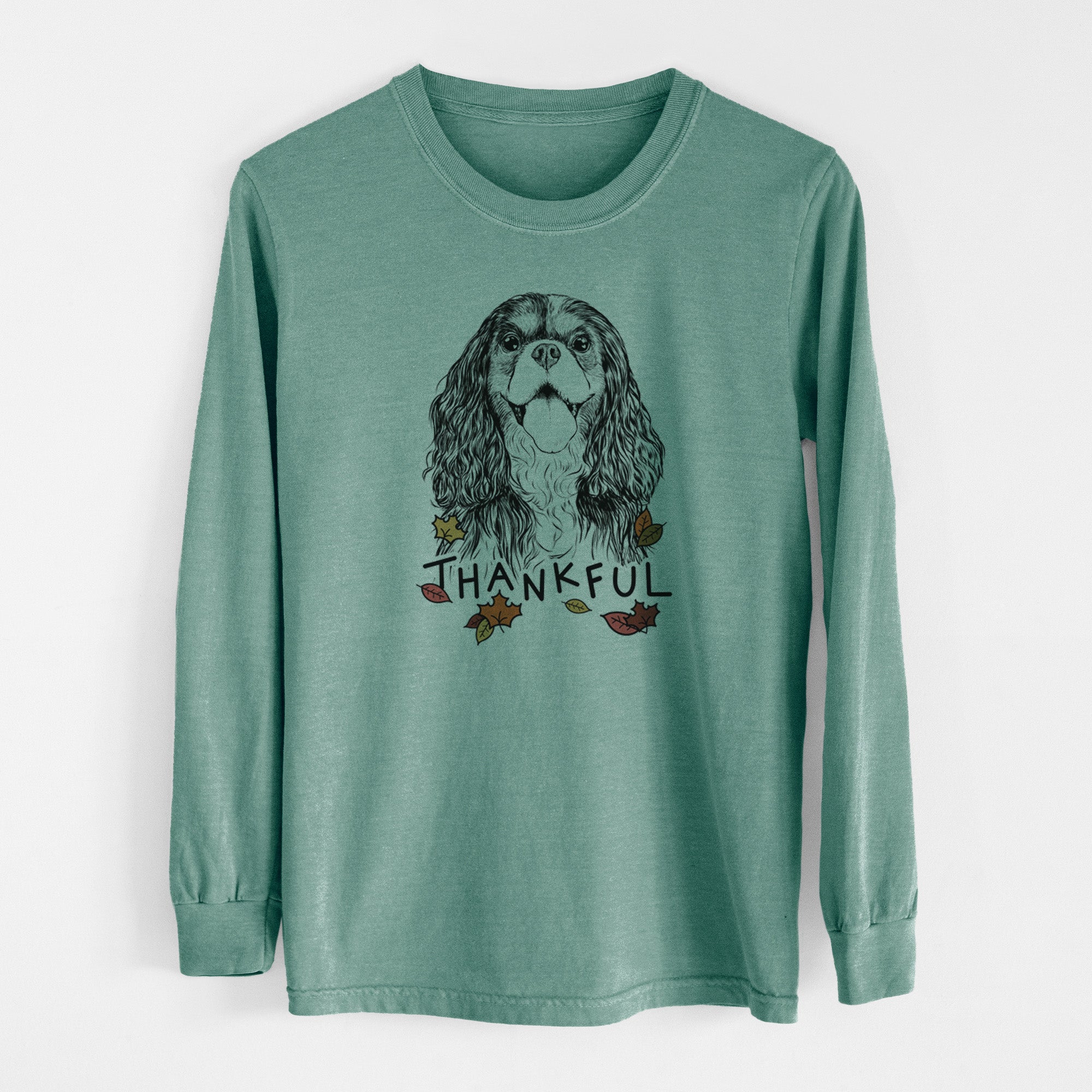 Thankful Brandy the Cavalier King Charles Spaniel - Men's Heavyweight 100% Cotton Long Sleeve