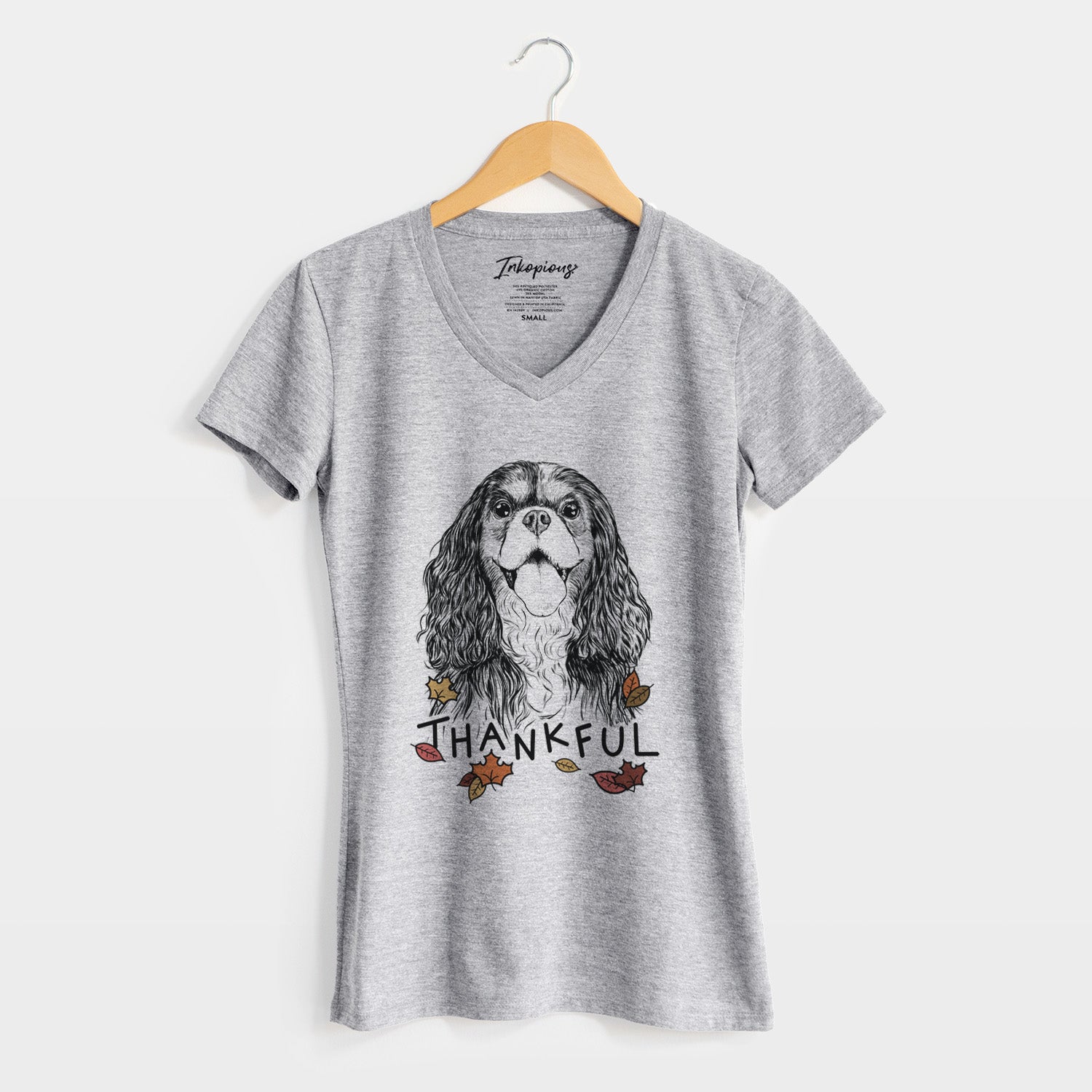 Thankful Brandy the Cavalier King Charles Spaniel - Women's V-neck Shirt