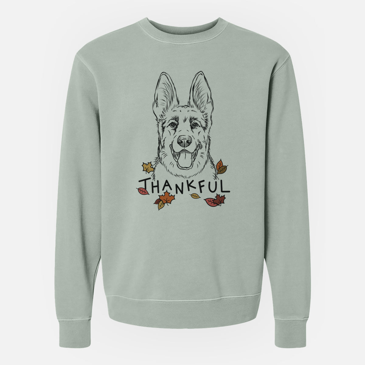 Thankful Brutus the German Shepherd - Unisex Pigment Dyed Crew Sweatshirt