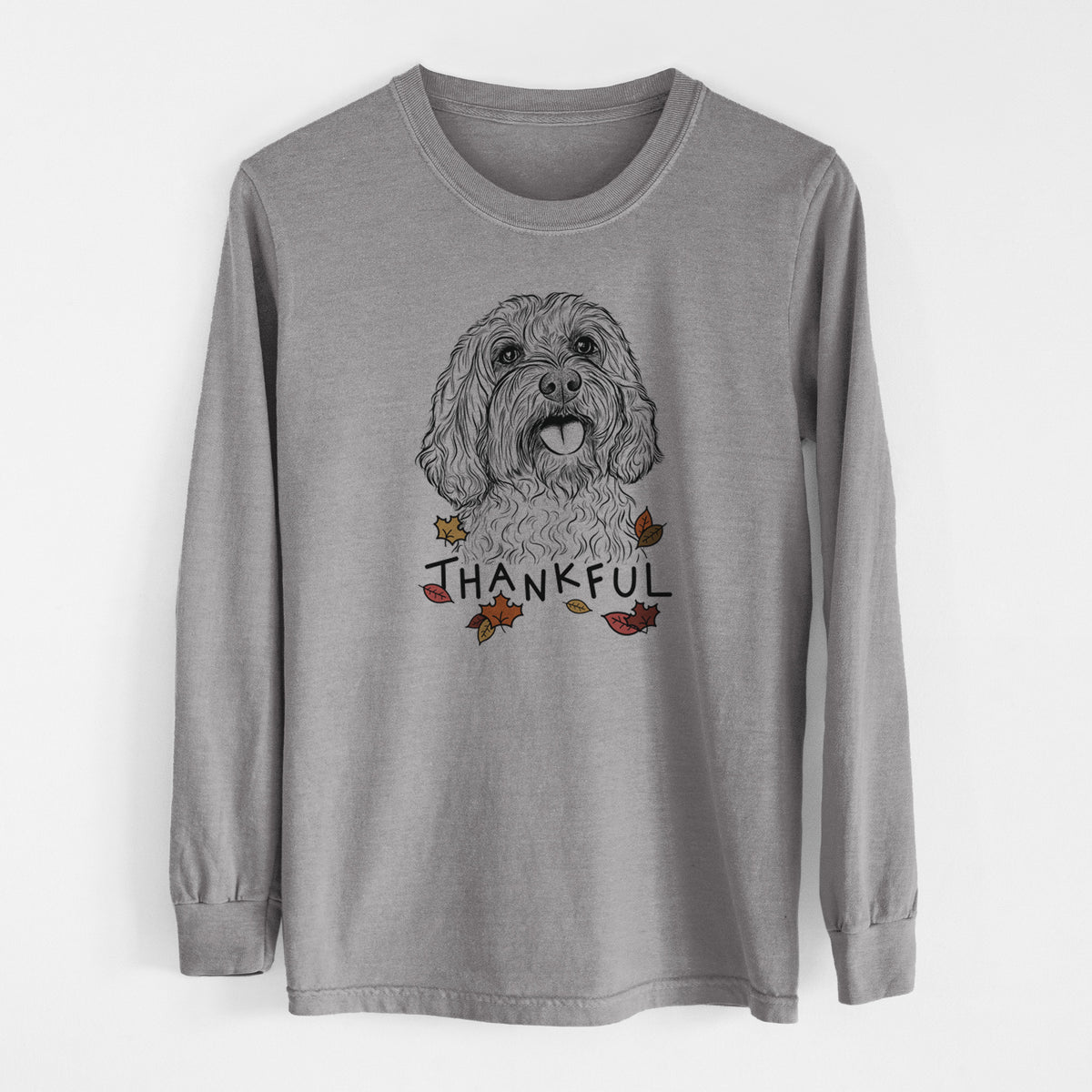 Thankful Cali the Cavapoo - Men's Heavyweight 100% Cotton Long Sleeve