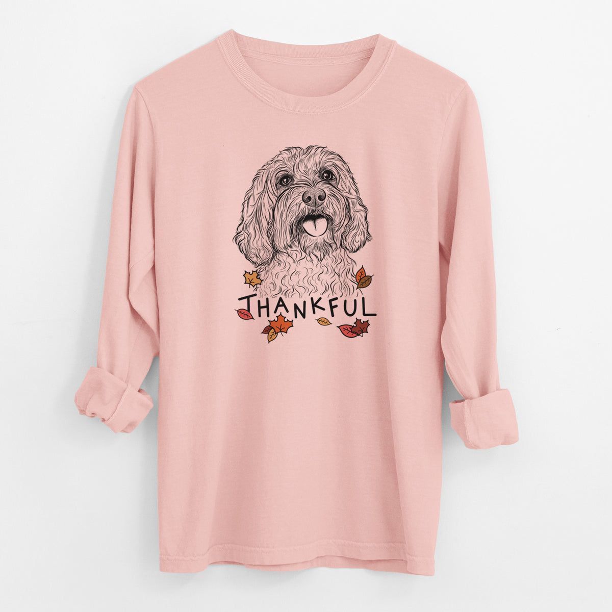 Thankful Cali the Cavapoo - Men's Heavyweight 100% Cotton Long Sleeve