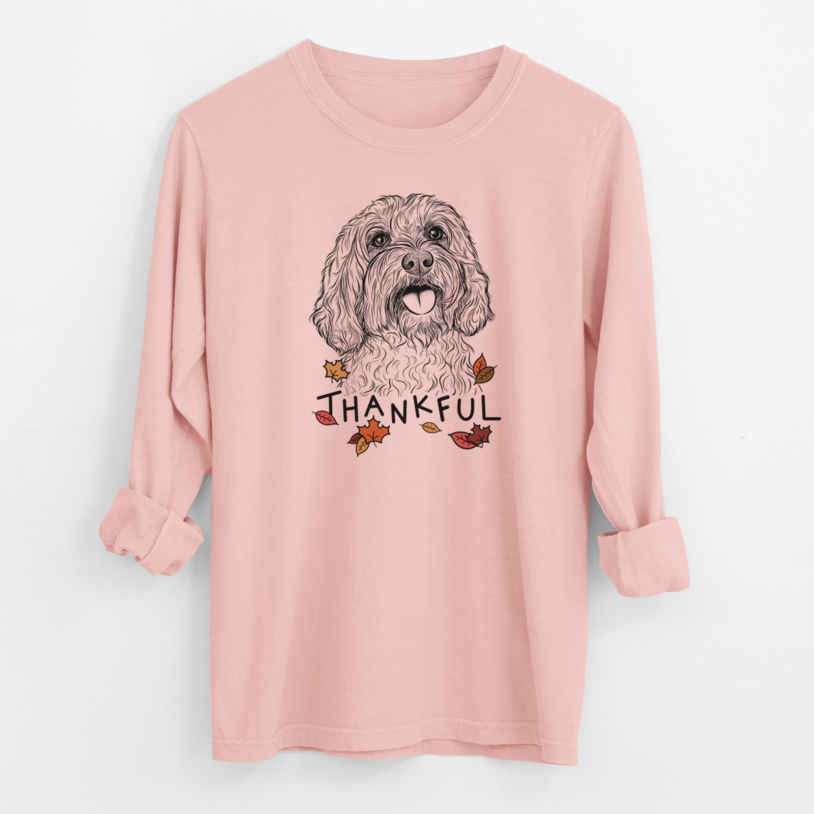Thankful Cali the Cavapoo - Men's Heavyweight 100% Cotton Long Sleeve