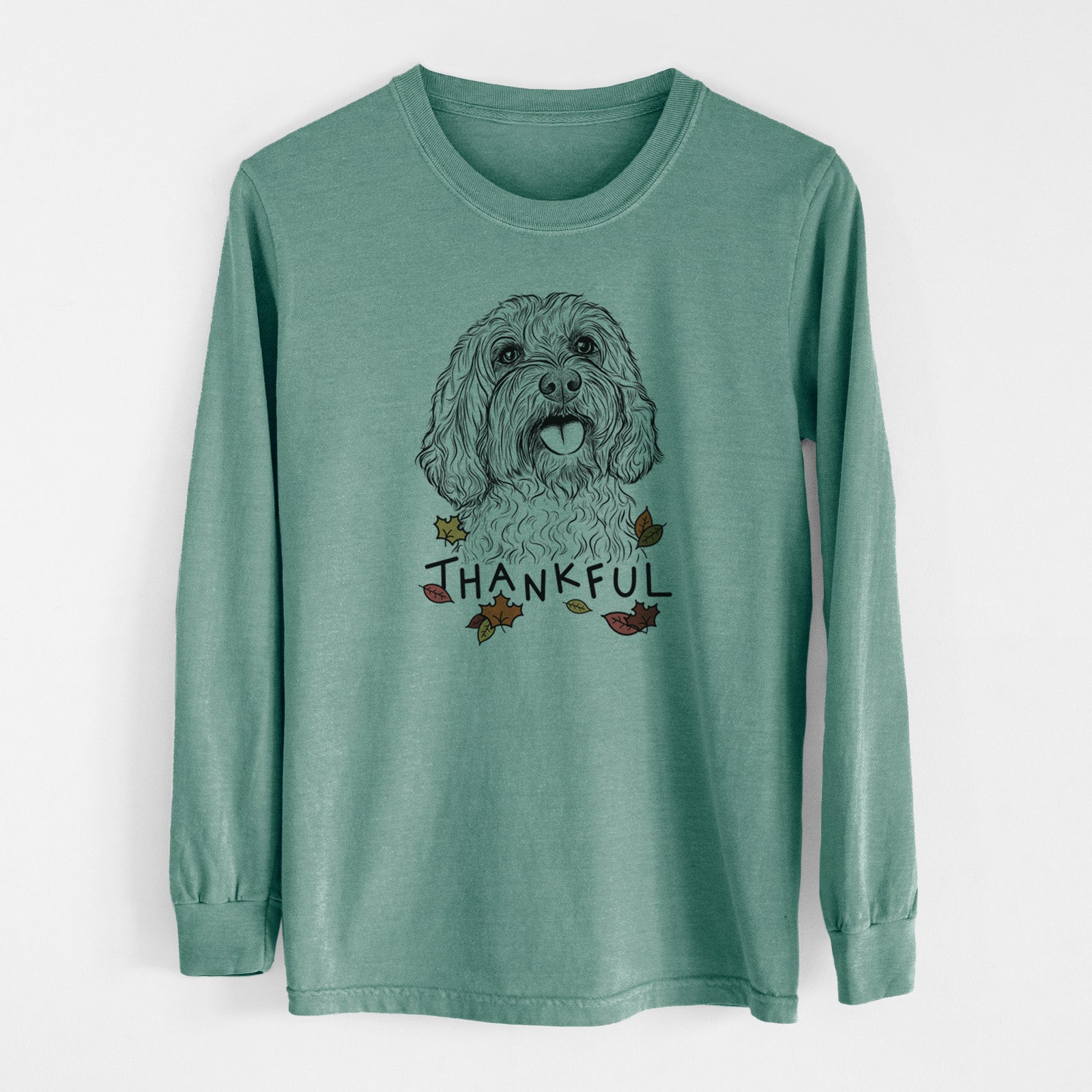 Thankful Cali the Cavapoo - Men's Heavyweight 100% Cotton Long Sleeve